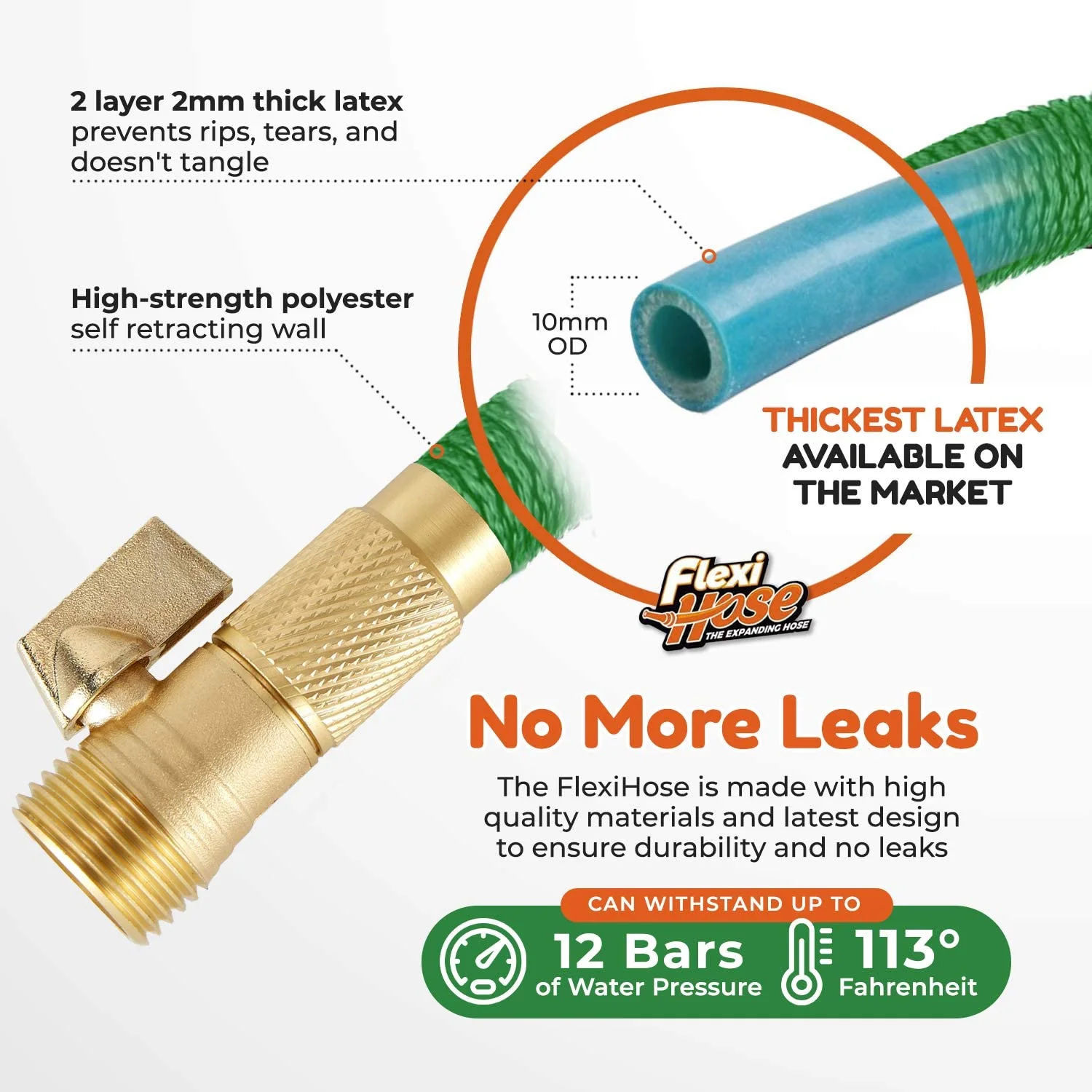 Flexi Hose GREEN MONSTAH 100 ft Garden Hose Expandable Water Hose, Expanding Garden Pipe with 8 Function Nozzle