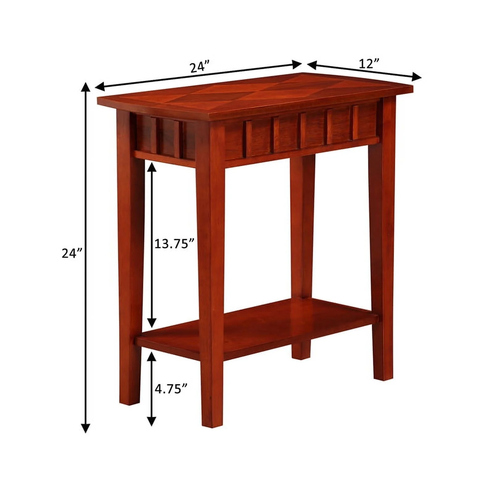 Pemberly Row Modern End Table with Shelf in Mahogany Wood Finish