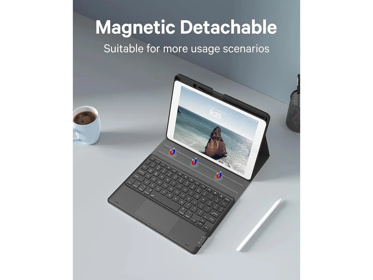 Touchpad Keyboard Case for iPad 10th Generation 10.9 inch 2022 A2696 A2757 A2777 Smart Stand Cover with Detachable Wireless Magnetic Keyboard, Pencil Holder