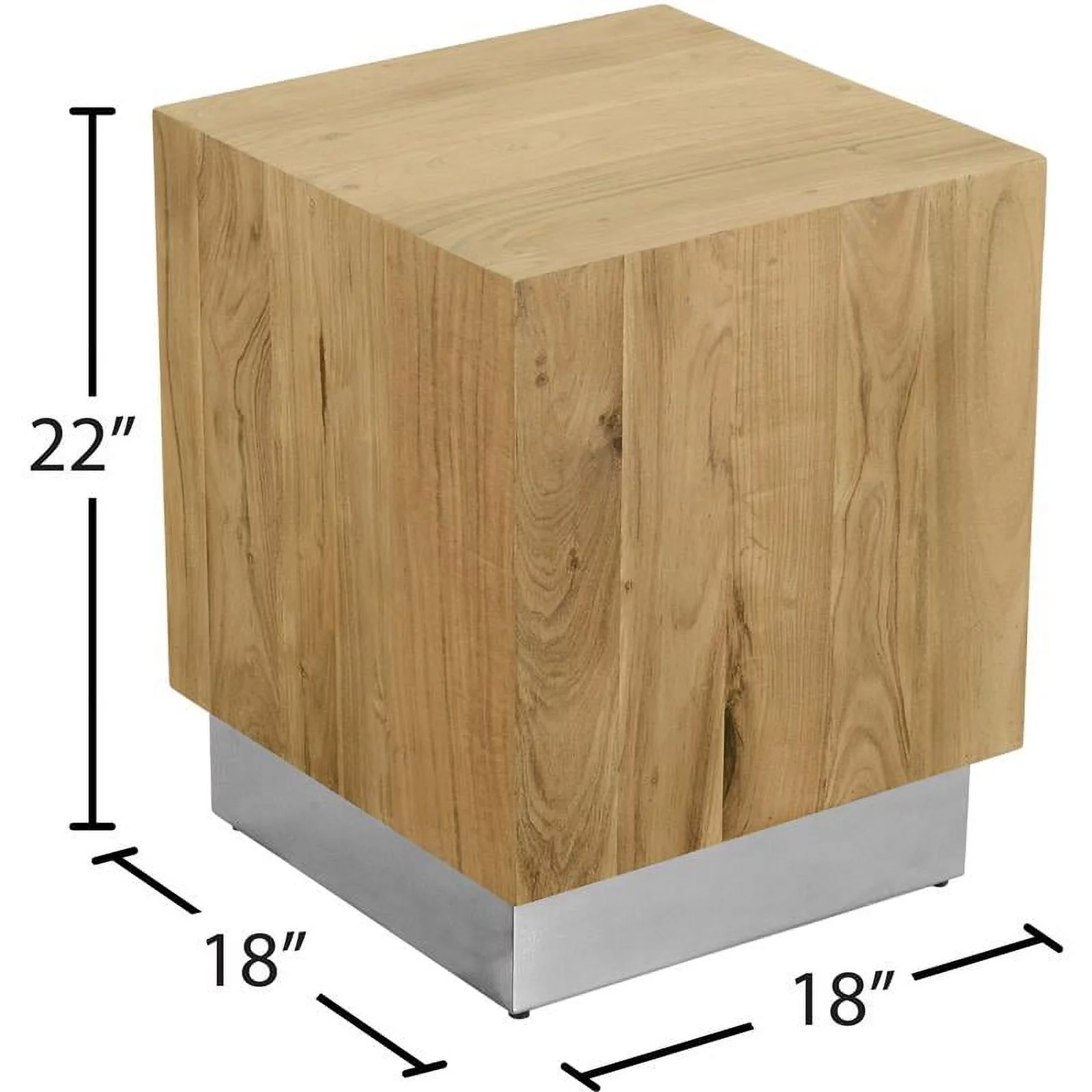 Meridian Furniture Acacia Wooden Top End Table with Durable Chrome Metal Base