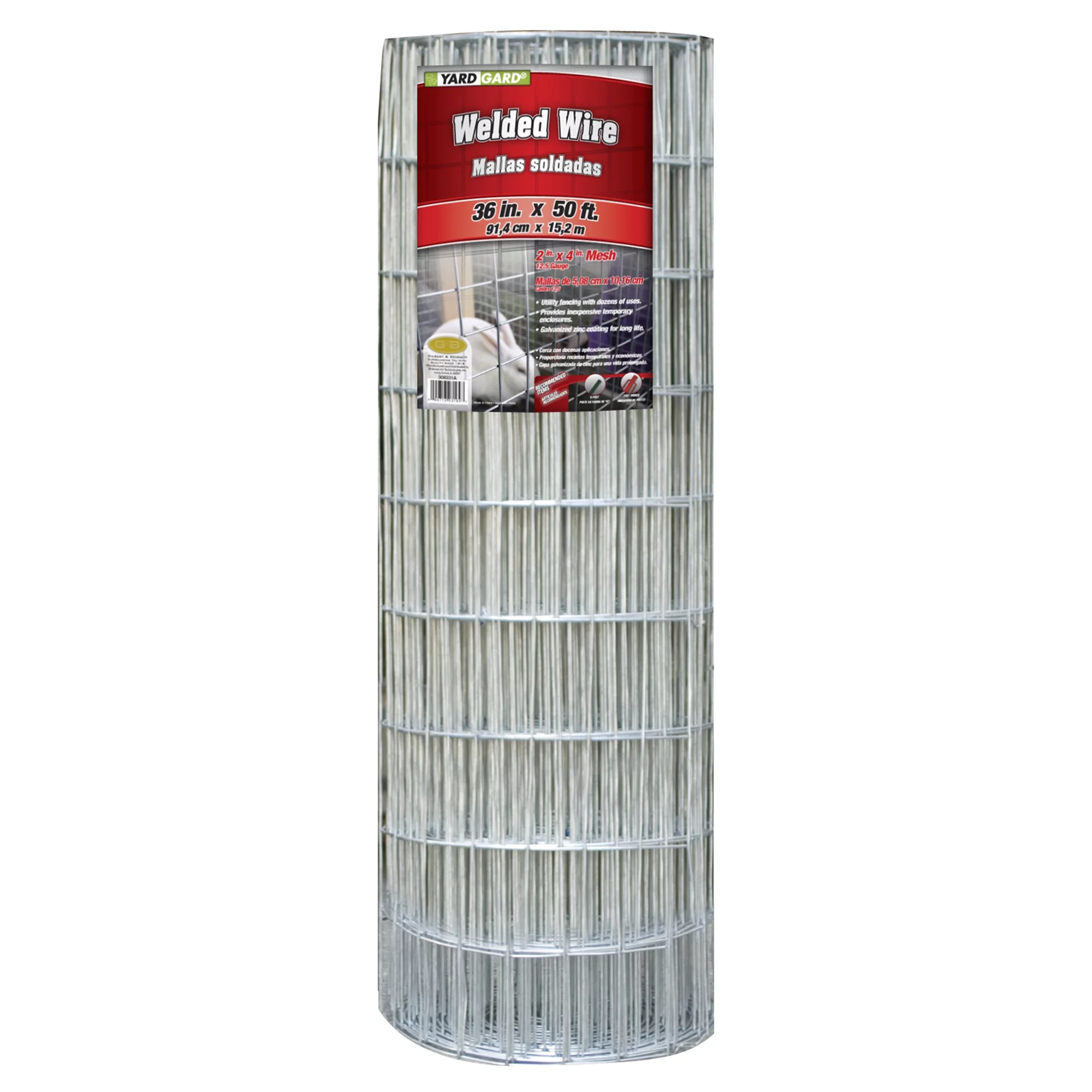 YARDGARD 36 inch by 50 foot 12.5 gauge 2 inch by 4 foot mesh galvanized welded wire