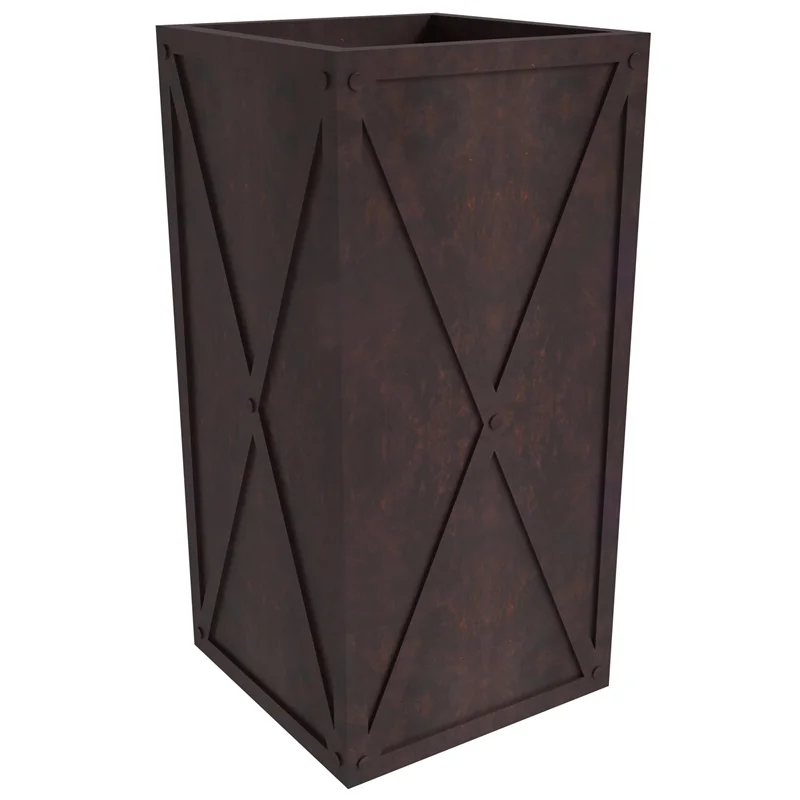 LeisureMod Payprus Indoor and Outdoor Rectangular Fiberglass Planter in Brown
