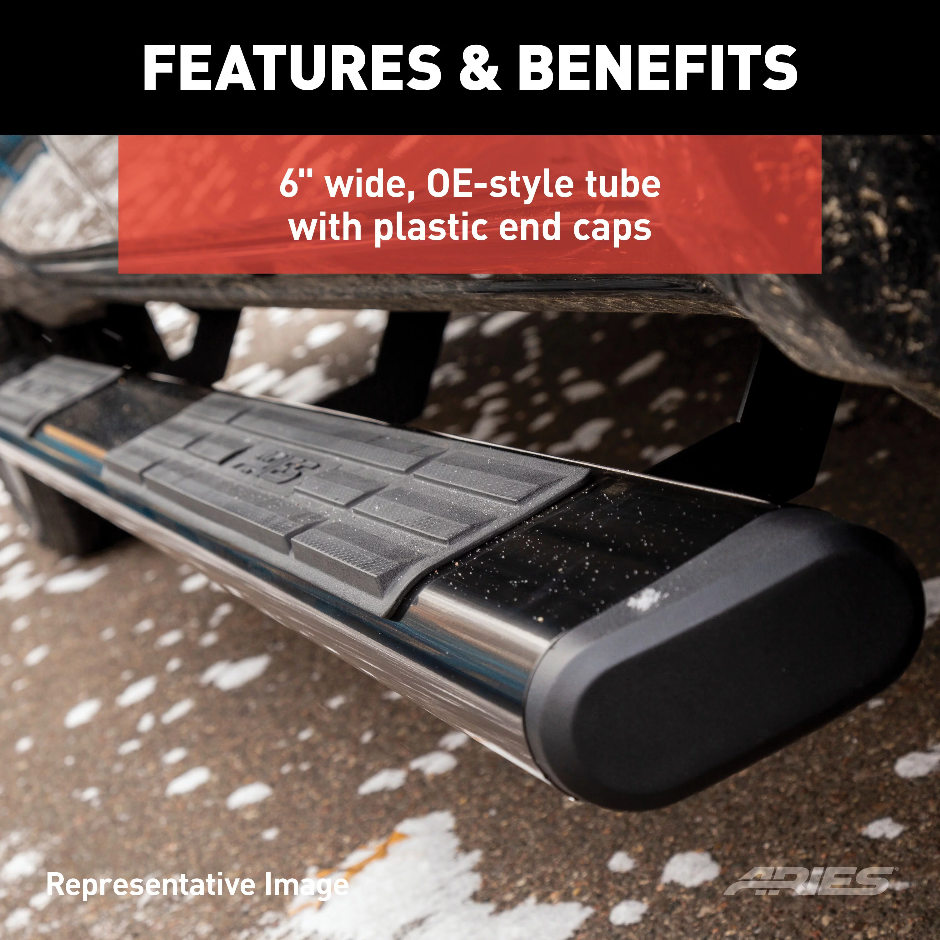 ARIES 4445044 6 x 85-Inch Oval Black Aluminum Nerf Bars, Select Dodge, Ram 1500, 2500, 3500 Fits select: 2019-2023 RAM 1500 CLASSIC, 2023 RAM 2500 TRADESMAN