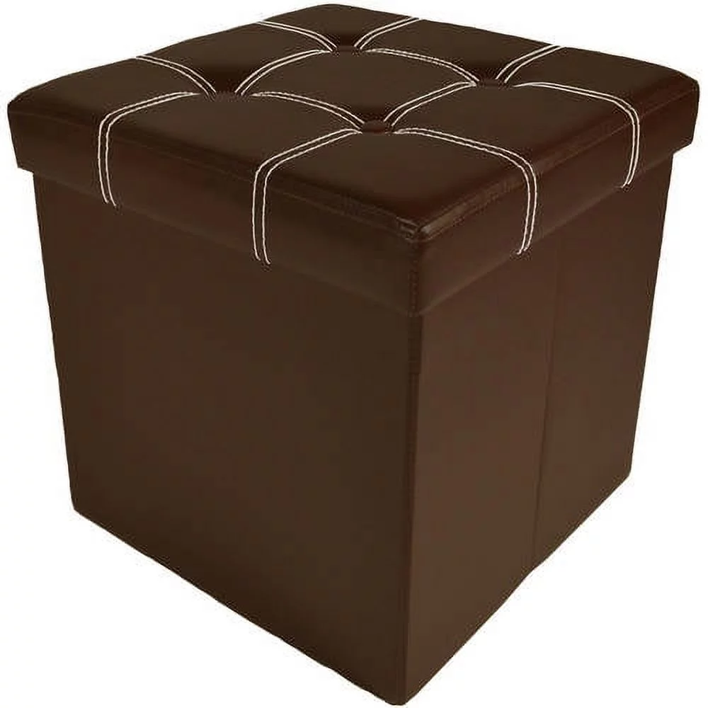 Achim Collapsible Tufted Storage Ottoman, Faux Leather 15