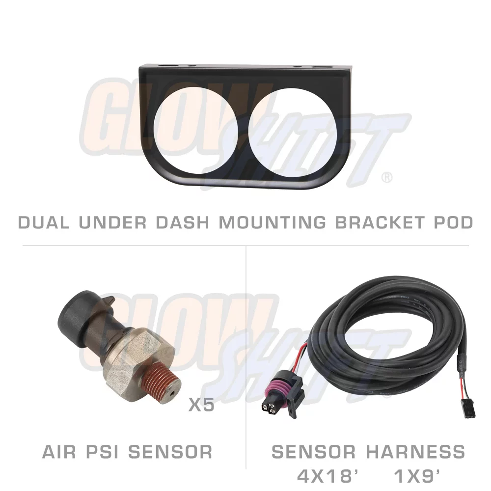 GlowShift 10 Color Digital Quad & Single Display Air Pressure Gauge Bundle