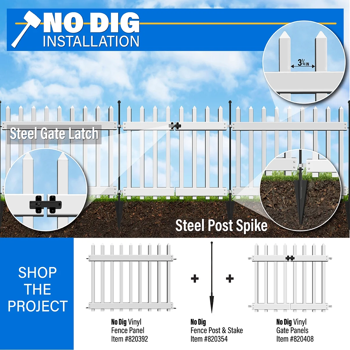 Yardlink White Vinyl Fence Gate, 34 inch H x 39-1/4 inch W