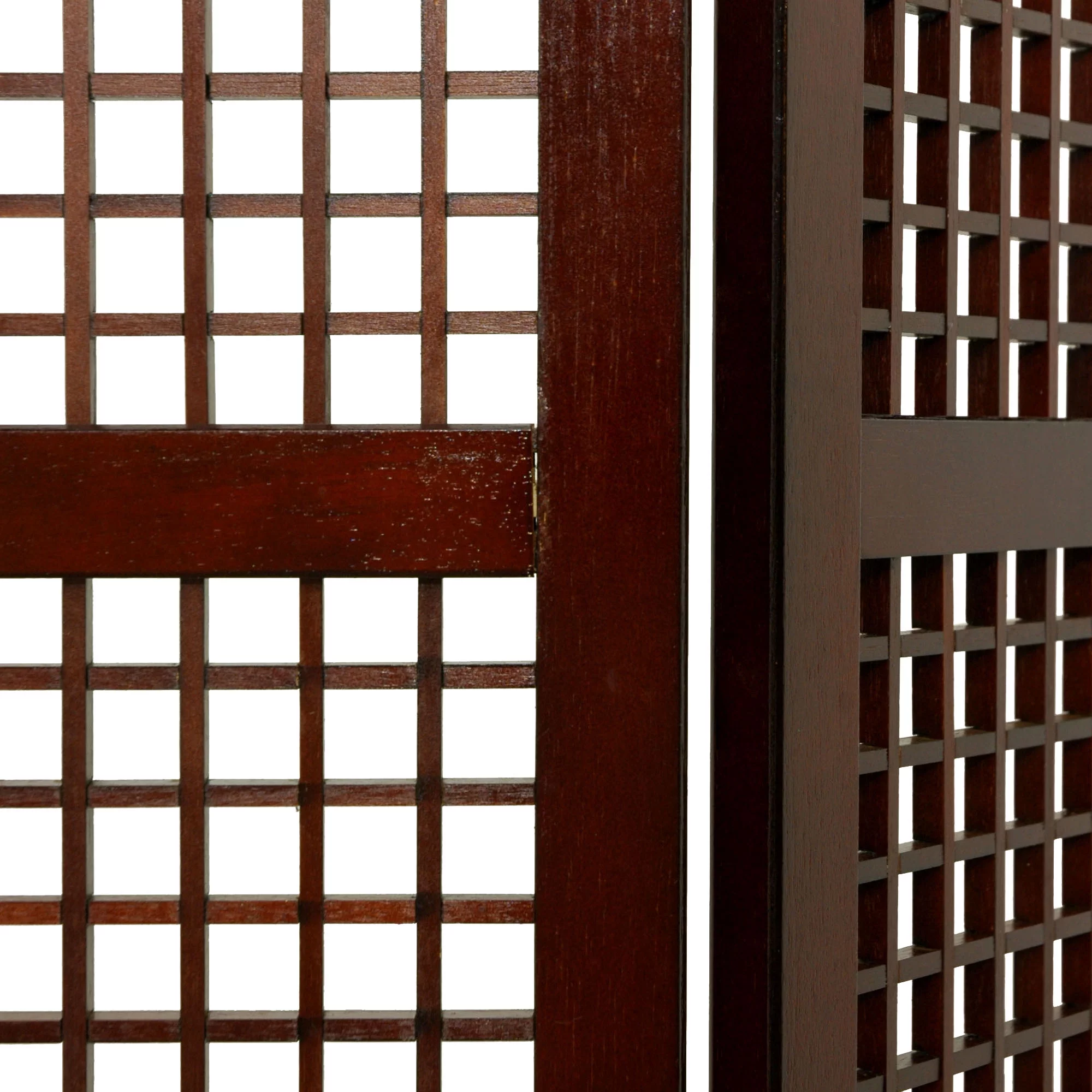 Oriental Furniture 6 ft. Tall Miyagi Shoji Screen - 4 Panel - Walnut