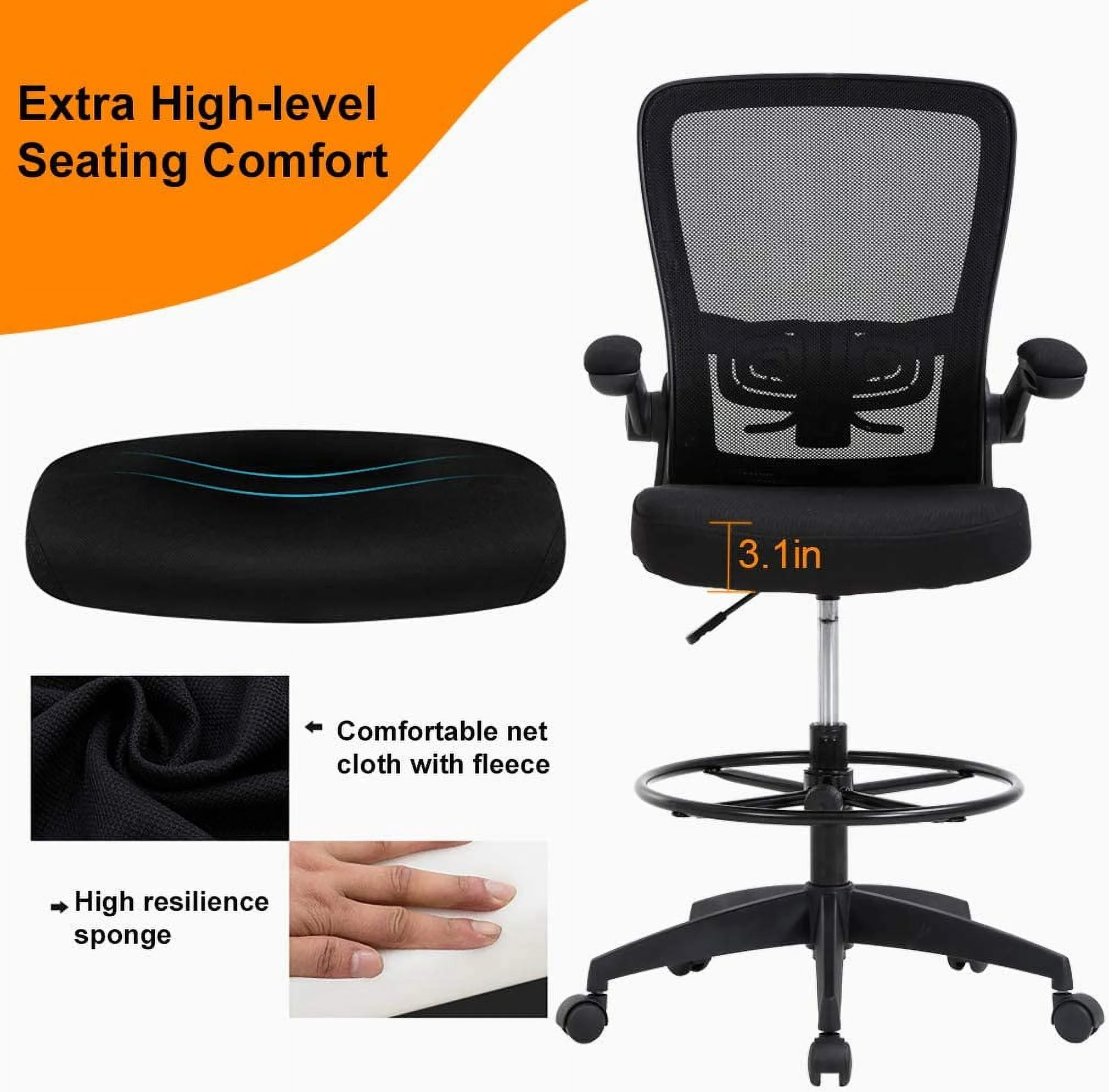 BestOffice Executive Chair with Adjustable Height & Swivel, 250 Ib. Capacity, Black