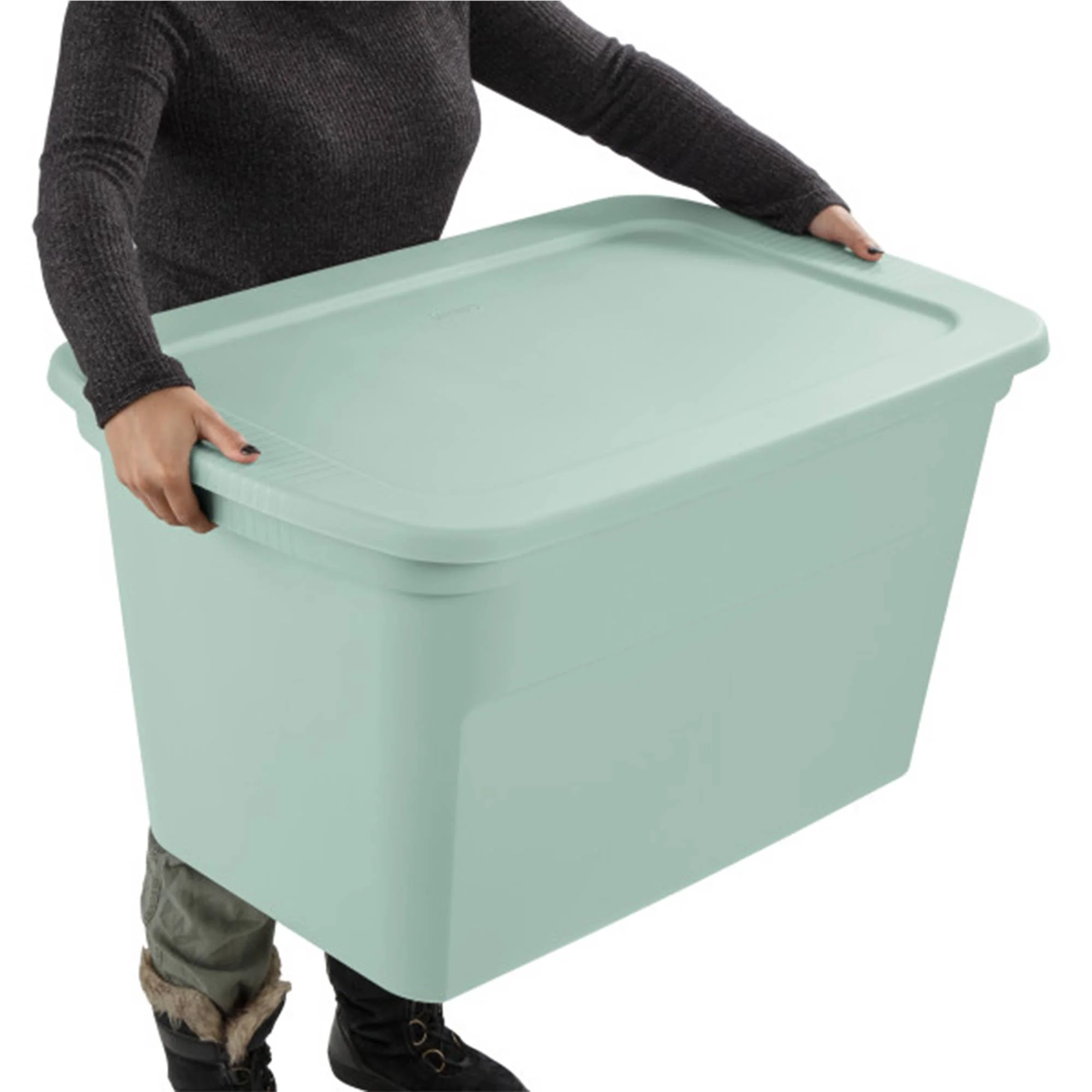 Sterilite 30 Gal Latch Tote with Handles, Mindful Mint (6 Pack)