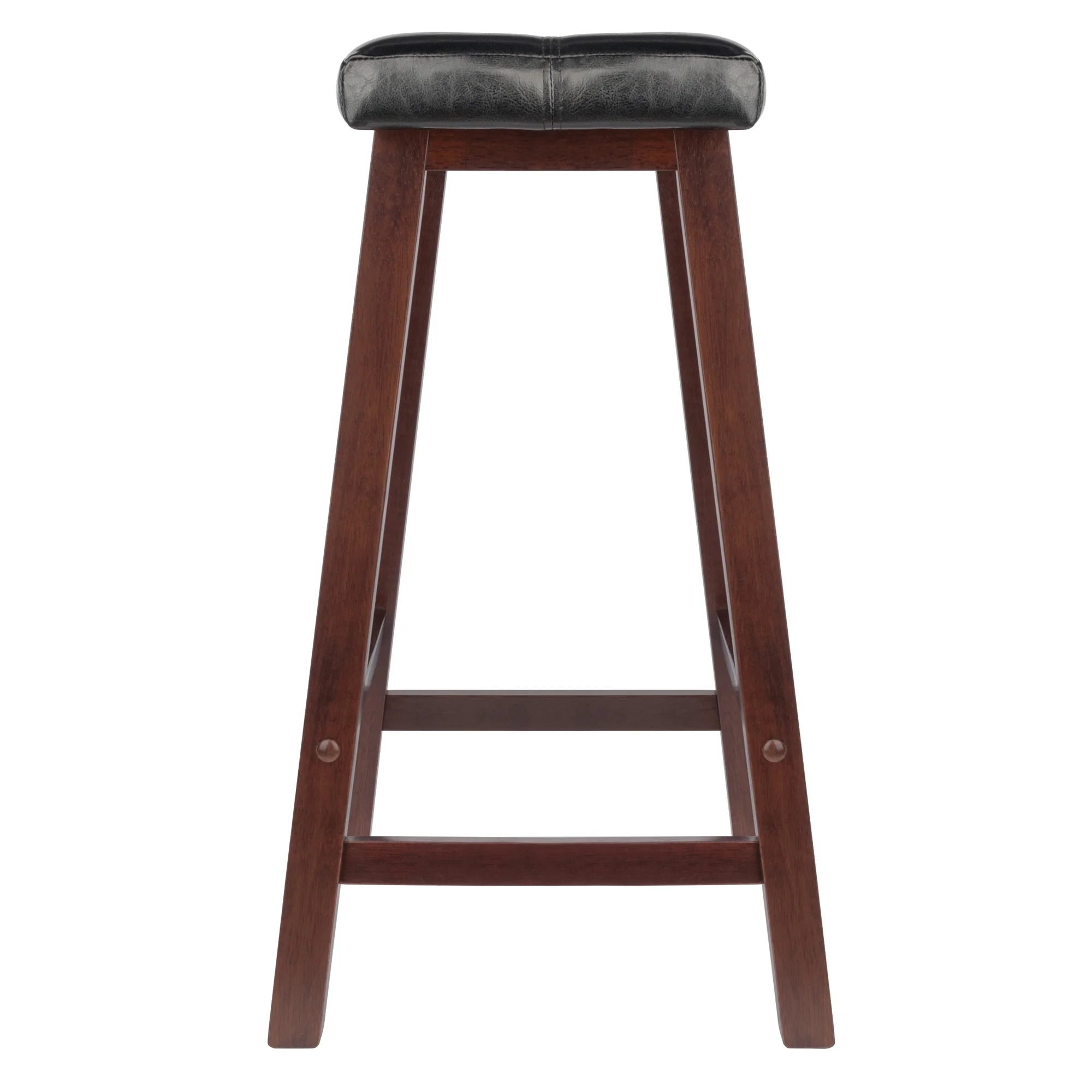 Winsome Wood Harrington 3-Pc Set, Drop Leaf Table & 2 Cushion Saddle Seat Counter Stools, Walnut Finish