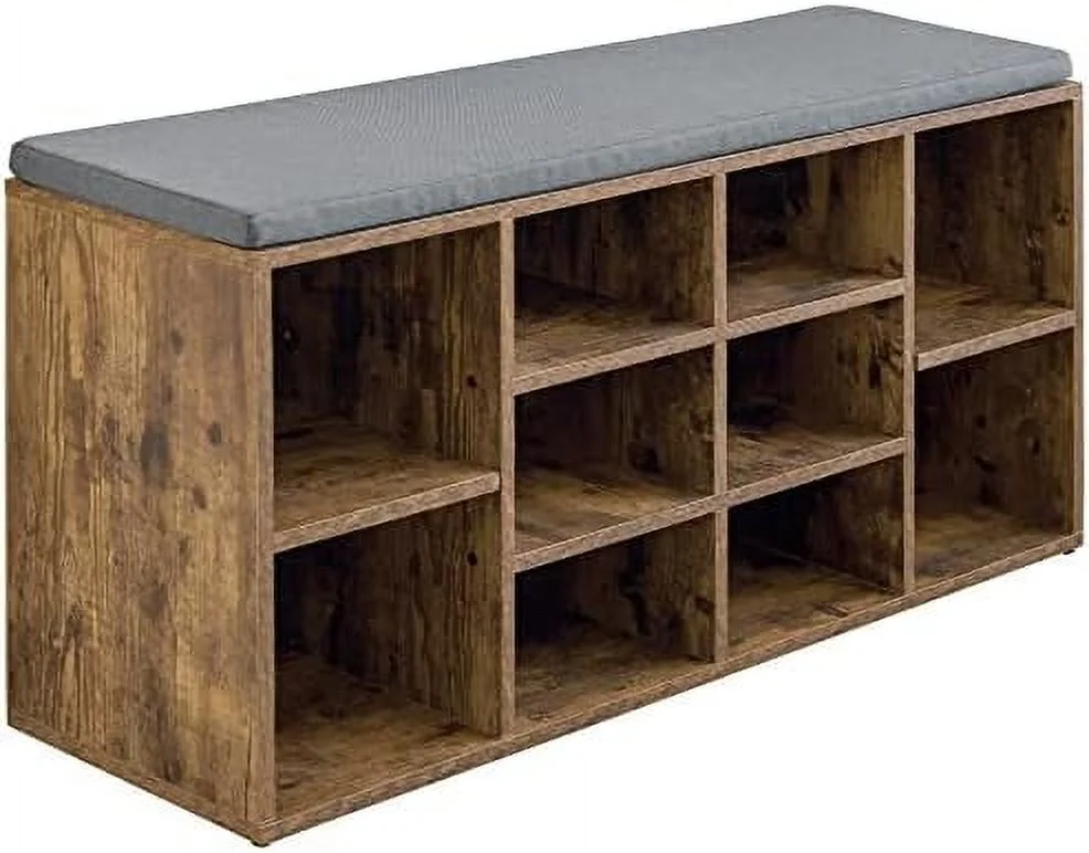 CHGBMN Shoe Bench  Bench 10 Compartments Shoe Organizer with 3-Tier Shoe Rack Bench Adjustable Shelves Shoe  for Living Room Entryway Hallway Bedroom (Black)