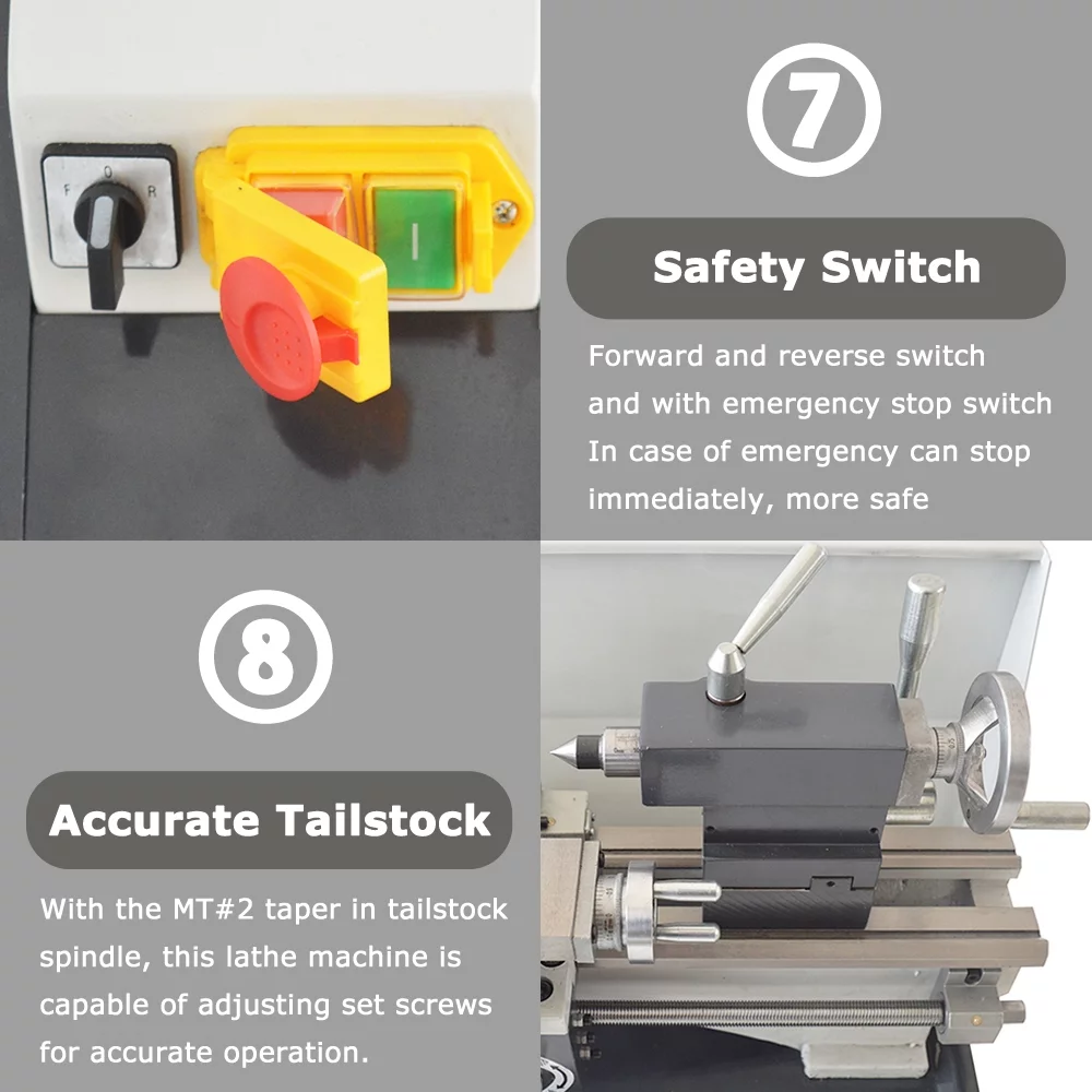 Precision Metal Lathe Mini Inch Thread Bench Turning Machine 7