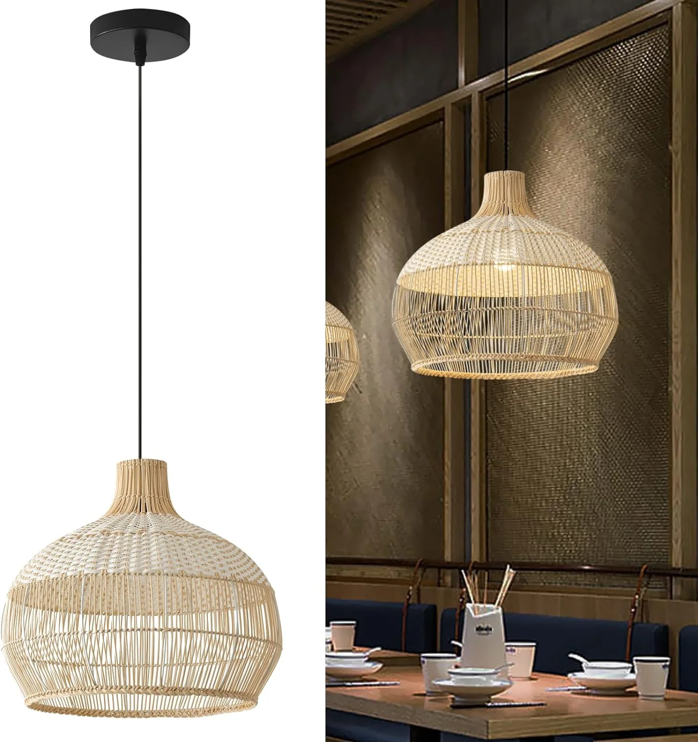 Bamboo Pendant Light Fixture,19.7