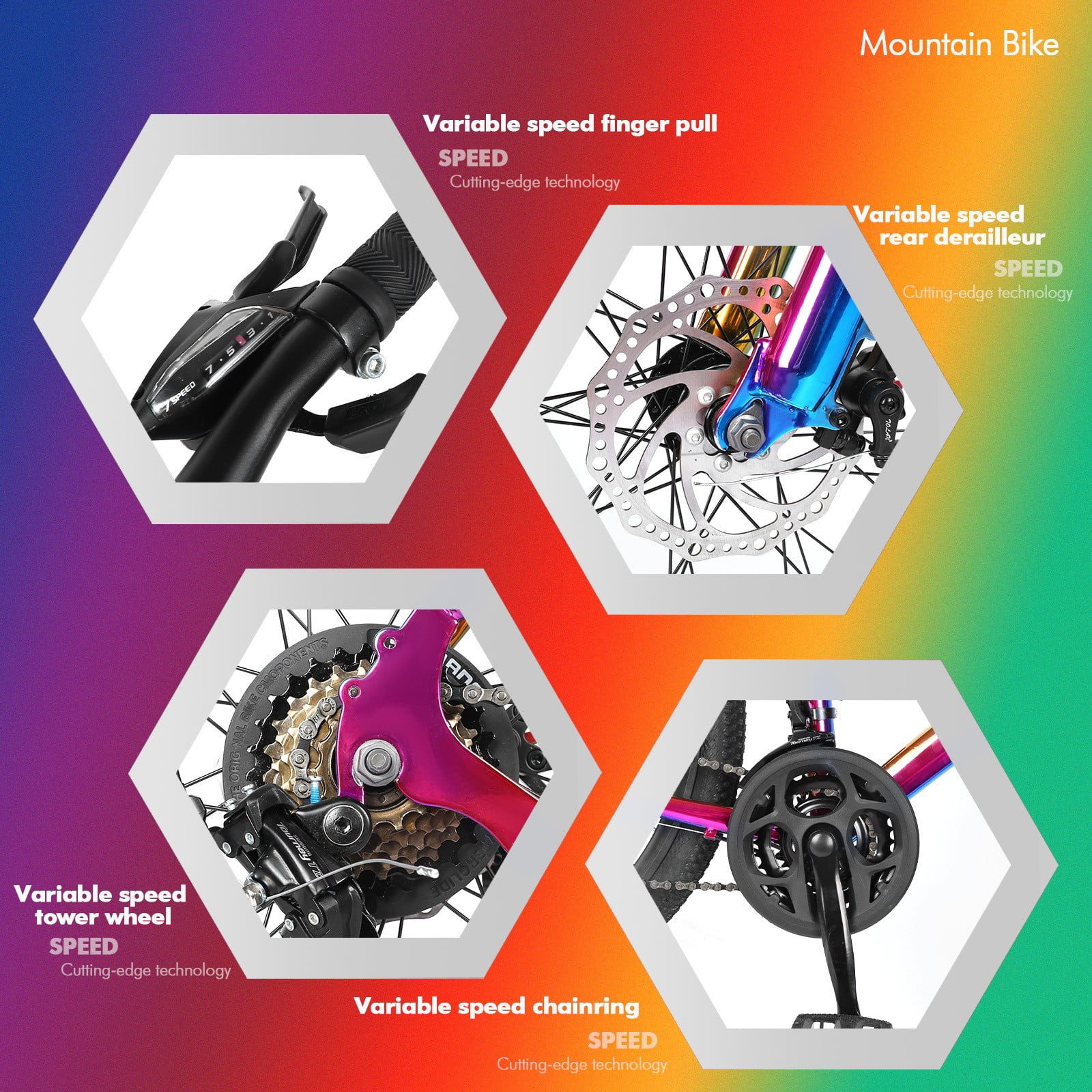 Wlmcg 27.5 Inch Mountain Bike With 21 Speed Dual Disc Brakes Full Suspension Non-slip