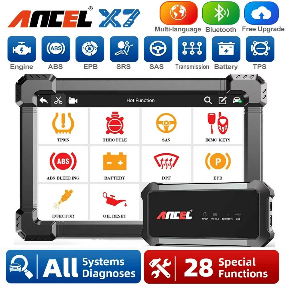 Ancel X7 Bluetooth All System OBD2 Scanner Car Diagnostic Automotive Code Reader Vehicle Diagnostic Tool for All Car Full System with 10 Reset Function Active Test and ECU Coding