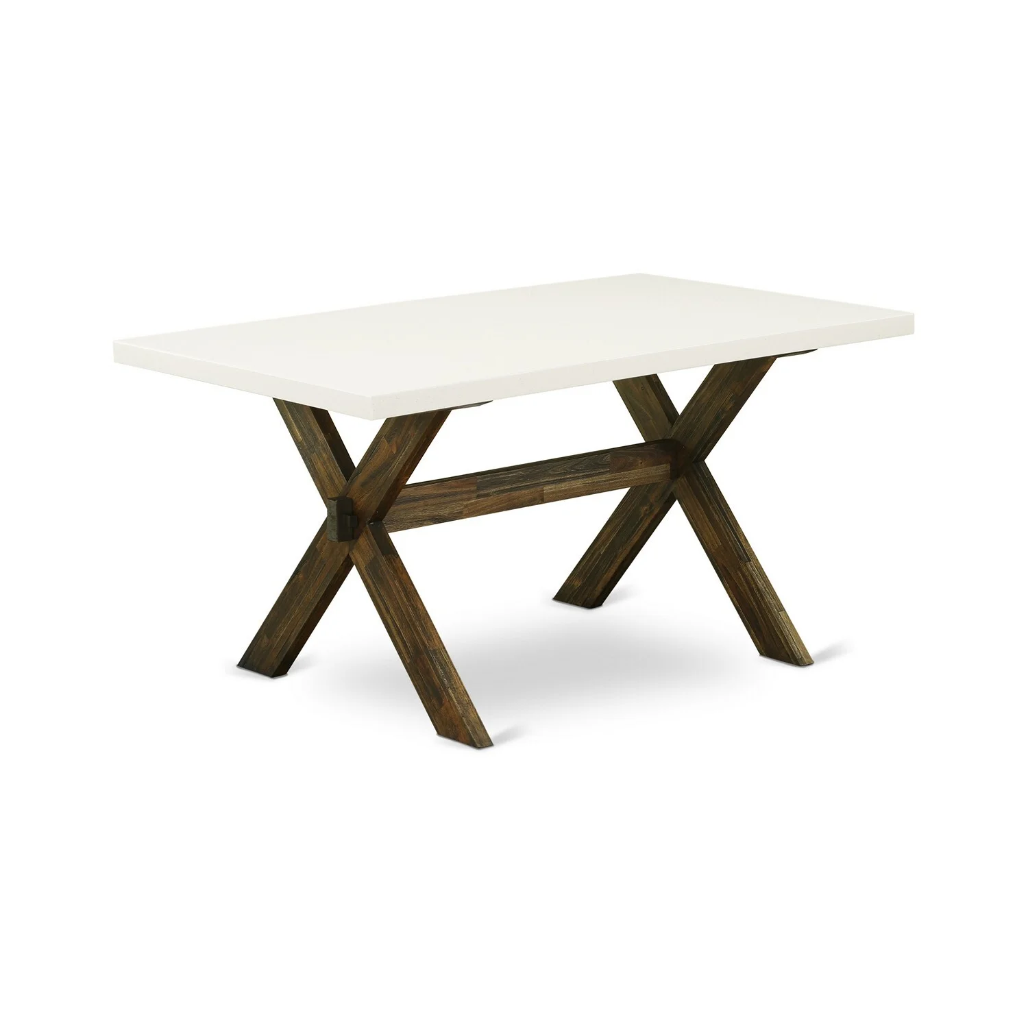 East West Furniture X-Style 5-piece Wood Dining Set in Jacobean Brown/Limelight