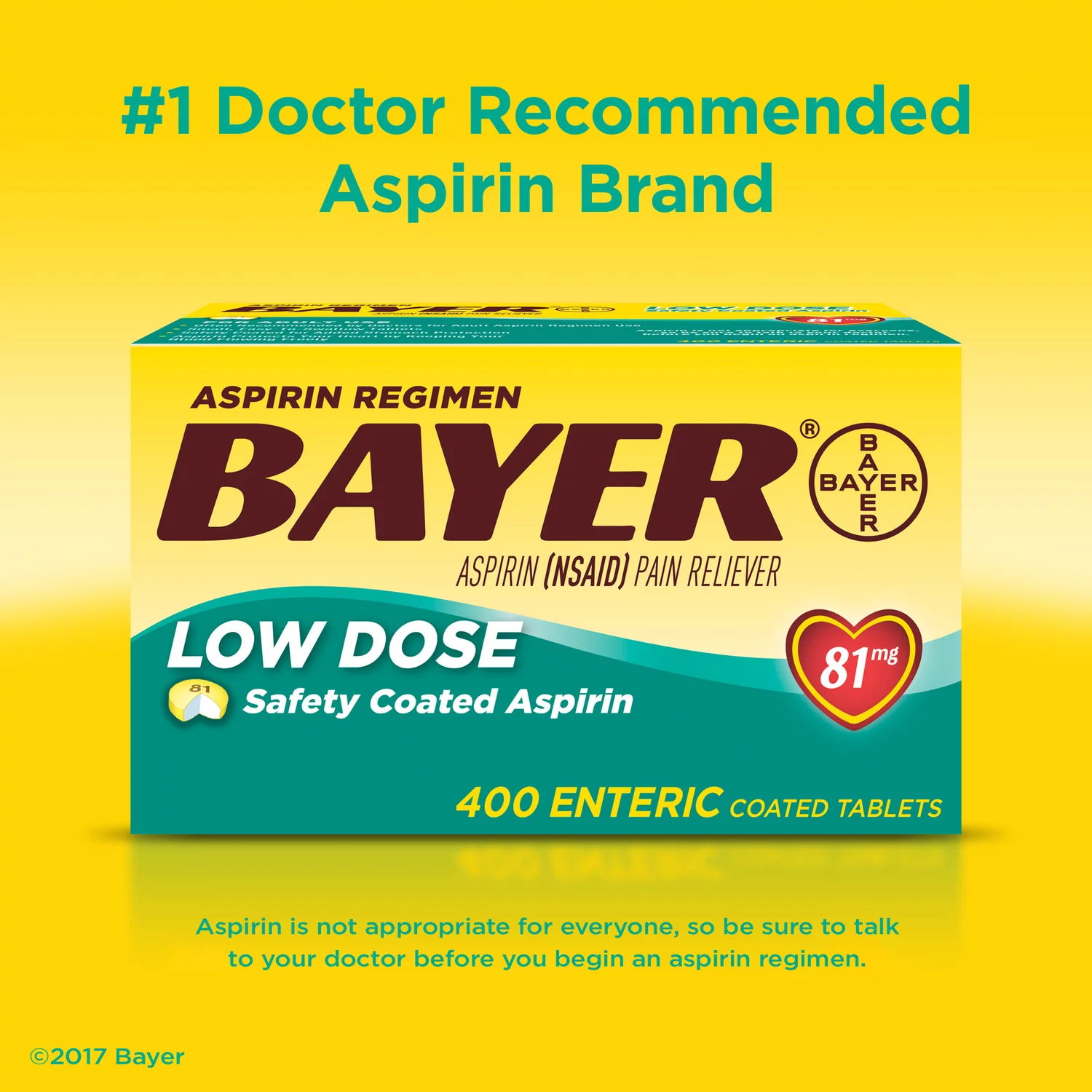 Bayer Aspirin Regimen Low Dose 81 Mg., 400 Enteric Coated Tablets