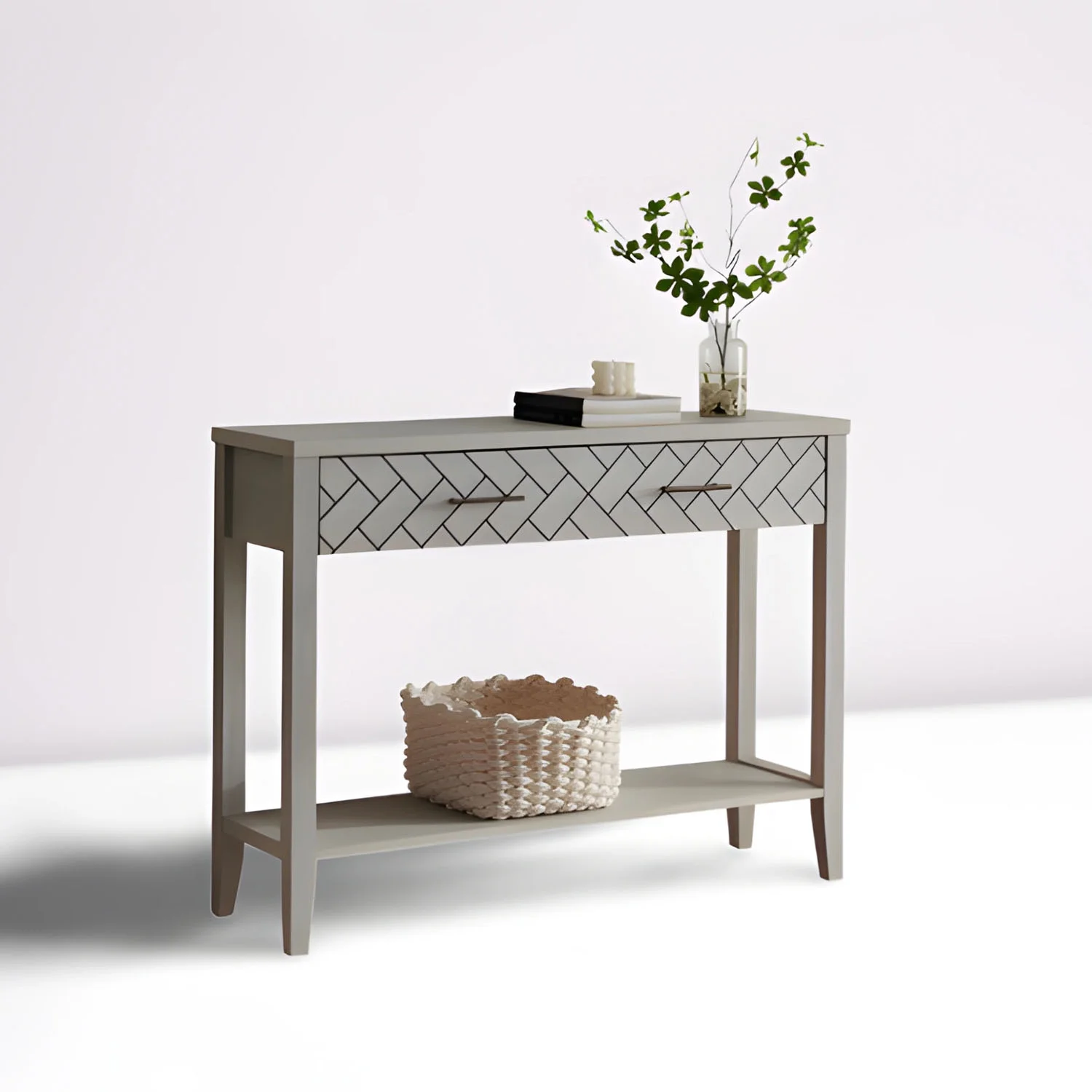 Kings Brand Furniture Wood Console Table with Drawer and Shelf for Entryway, Hallway, Living Room