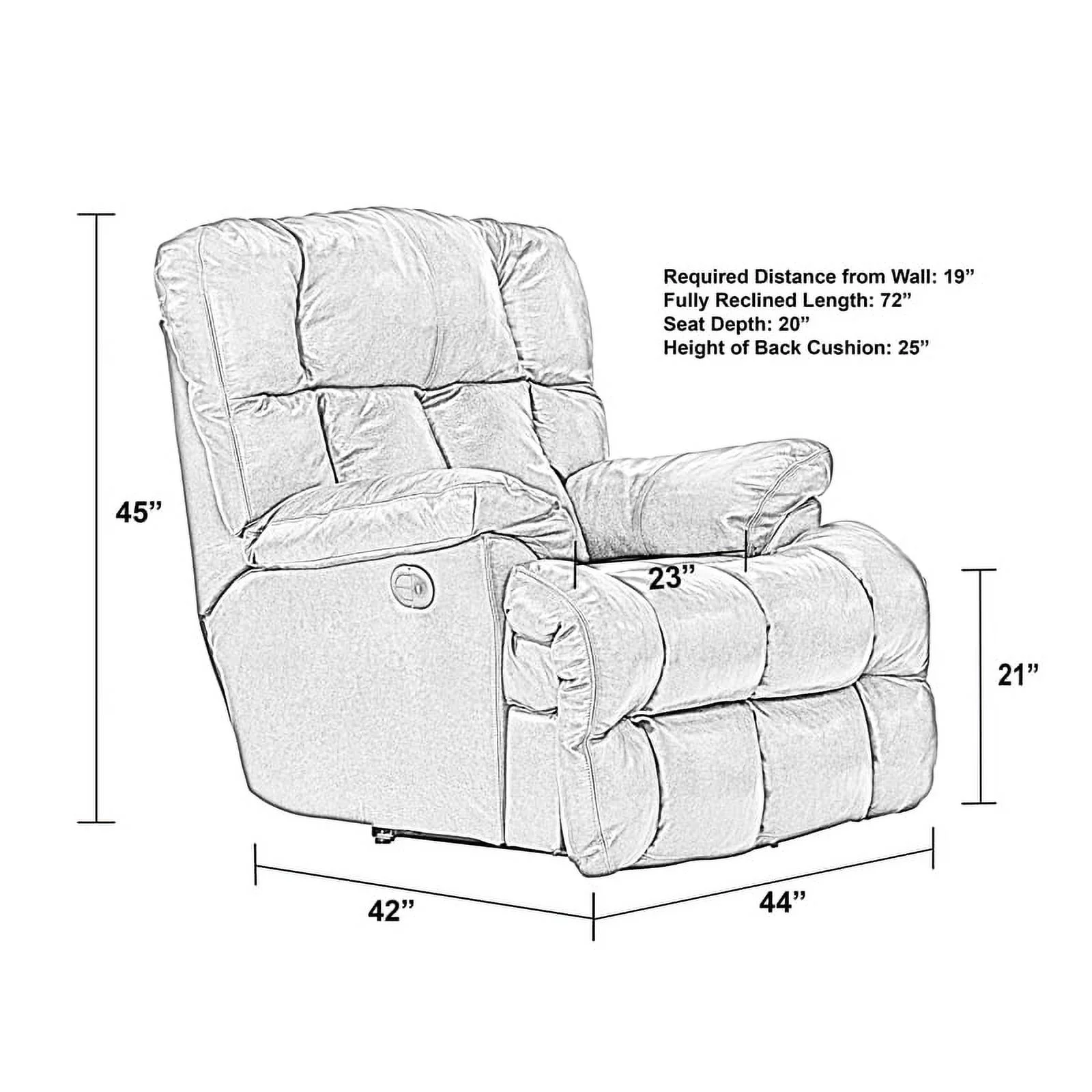 Chaise Rocker Recliner in Steel Finish