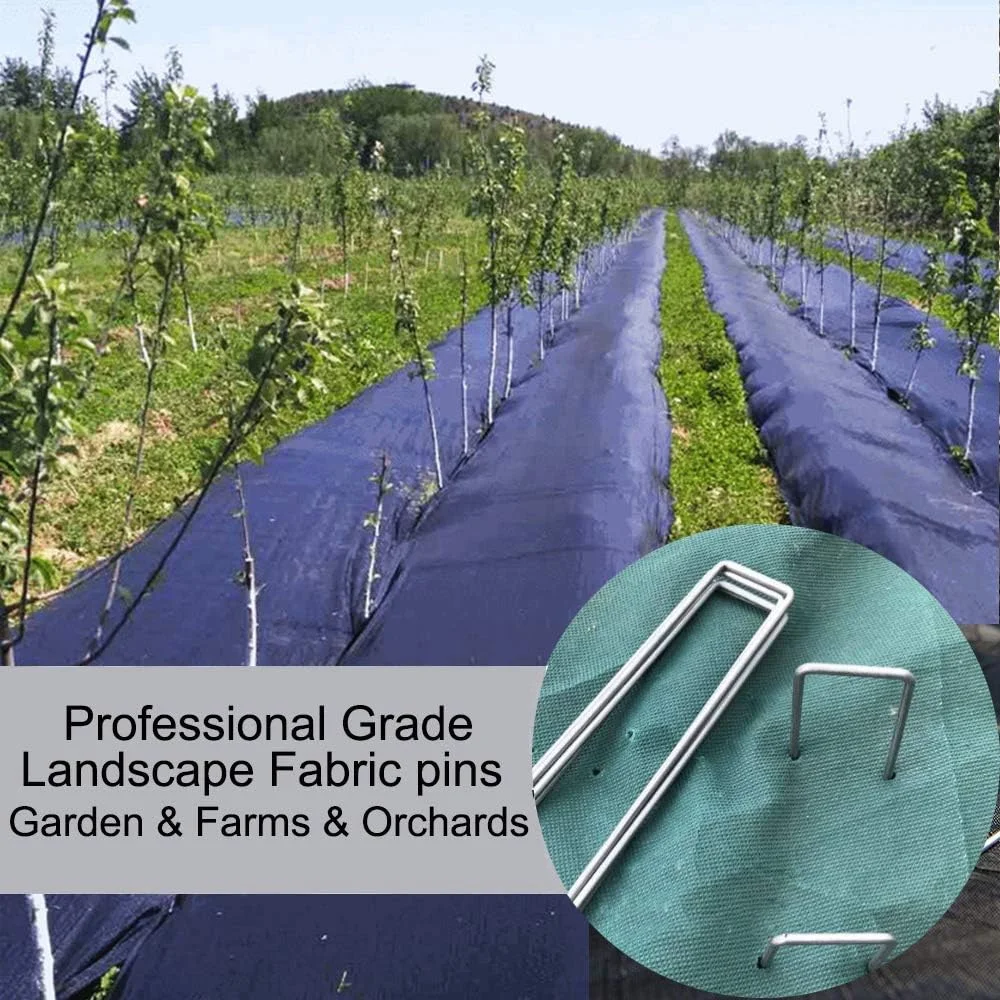 KKMOL 50Pcs Garden Stakes 4 inches Heavy-Duty U-Shaped Staples for Anchoring Weed Barrier and Landscape Fabric, Netting, Irrigation Hoses, Ground Mat