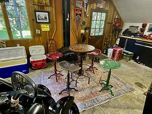 xrboomlife Industrial  Table 32.3"-36.2" Height Adjustable Swivel Round Wood Tabletop 23.7" Dia  Kitchen Dining Office Coffee Bistro Pub Table Fire-Hydrant Designed Table