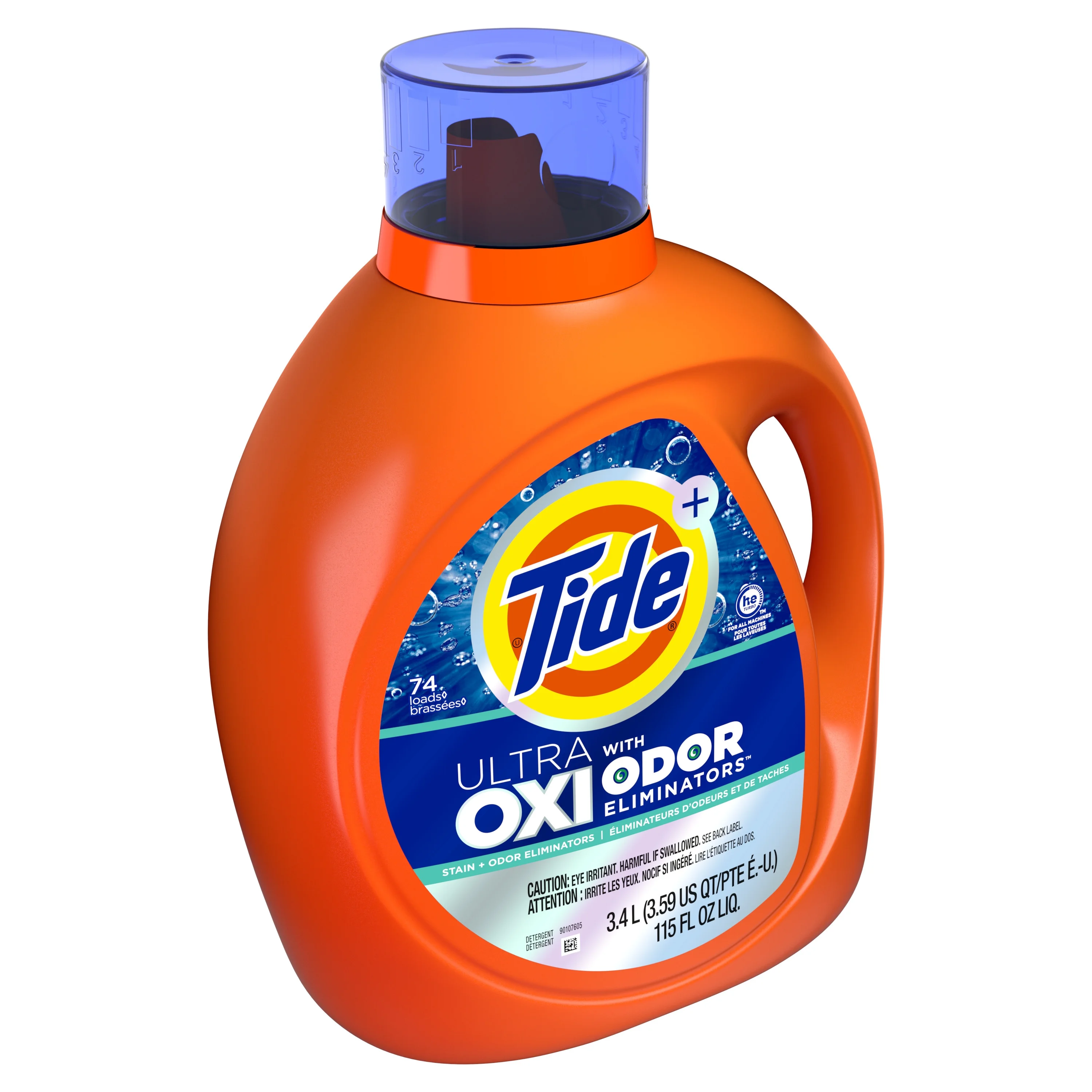 Tide Ultra Oxi with Odor Eliminators Liquid Laundry Detergent, 74 Loads, 115 oz