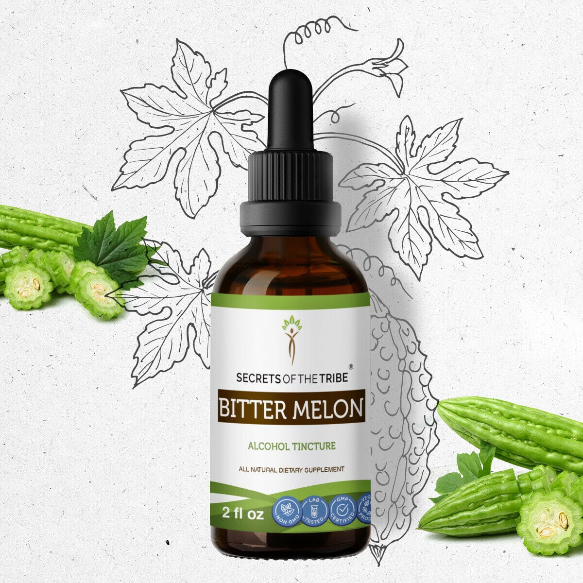 Bitter Melon Tincture Alcohol Extract, Wildcrafted , Healthy Blood Sugar levels 2 oz