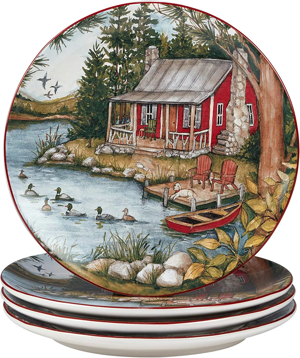 Lake Retreat 16 pc Dinnerware Set, Service for 4,