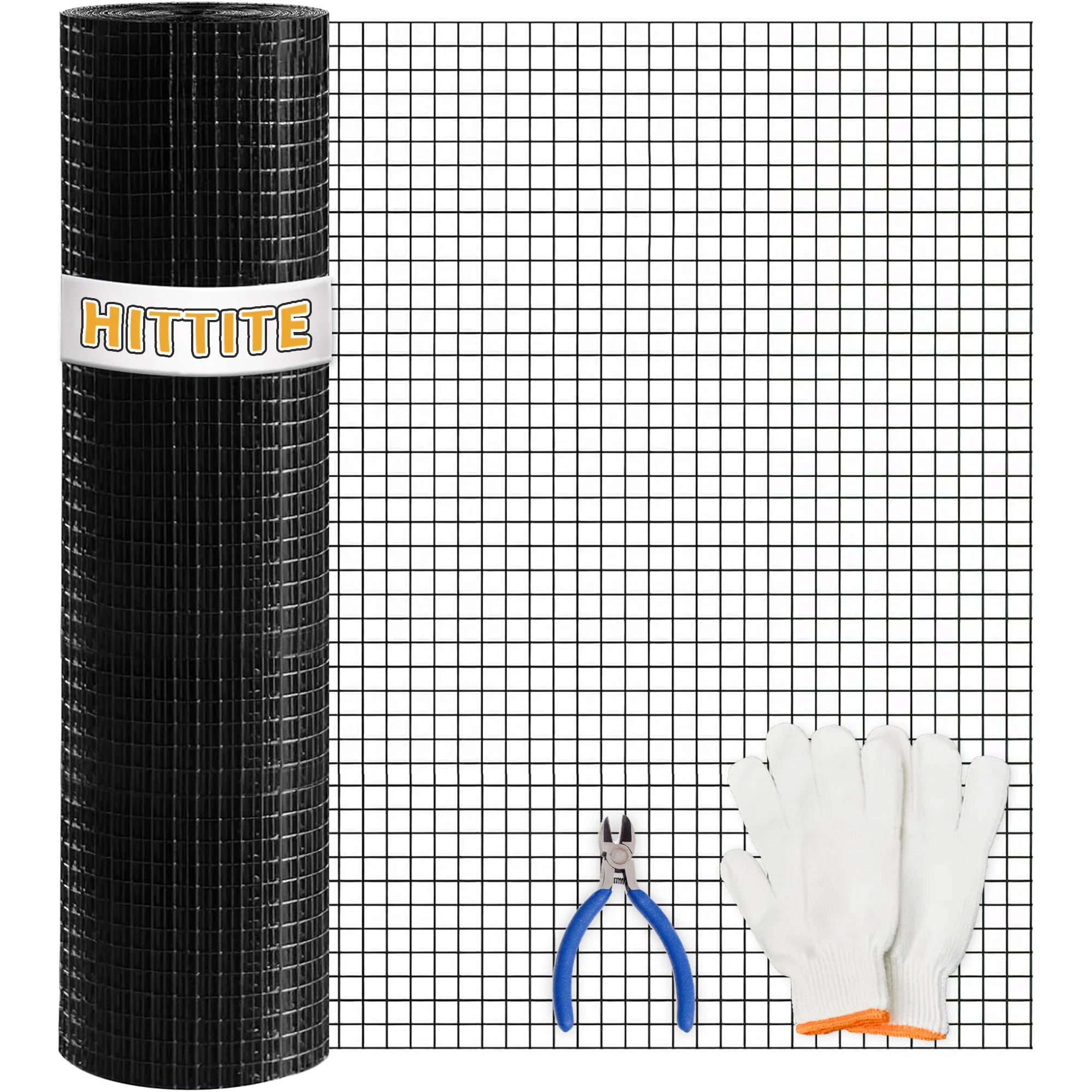 HITTITE Hardware Cloth 1/2 inch 48 x 100 ft, 19 Gauge Welded Black PVC Coated Wire Mesh, Galvanized Welding Chicken Wire Fence Mesh for Chicken Coop and Home Improvement Projects.