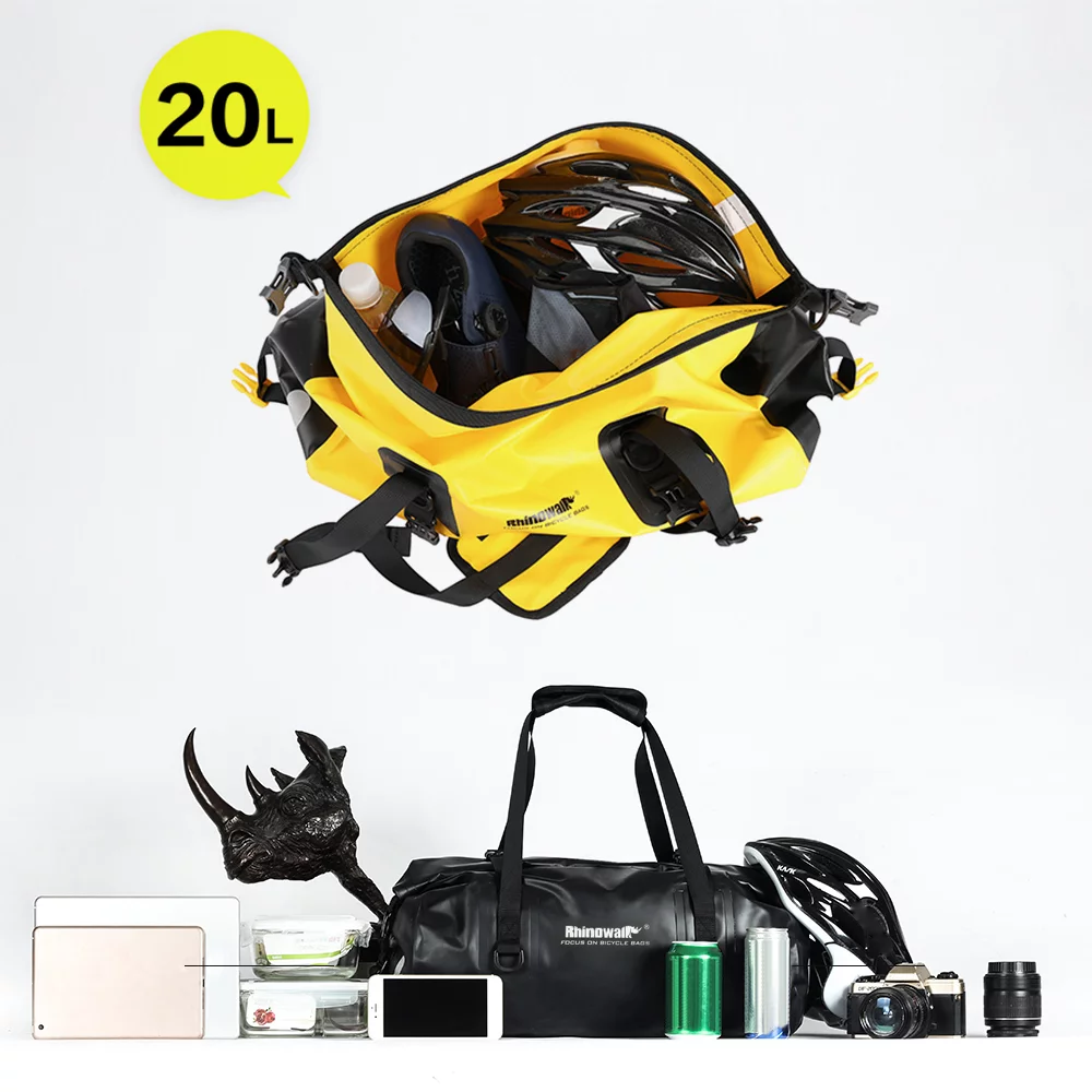 Rhinowalk 20L Waterproof Duffel Bag, Multifunctional Cycling Rear Seat Trunk Bag, Bike Rack Pannier for Boating and Traveling