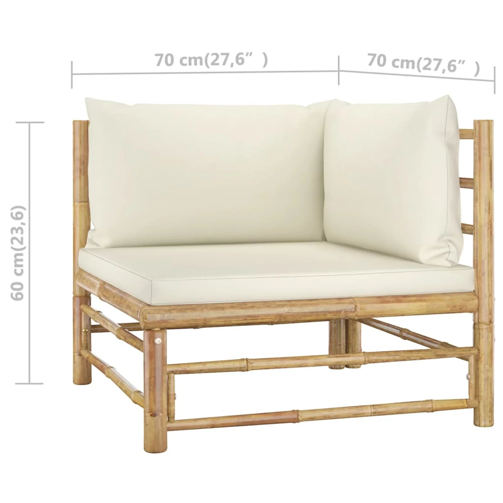Carevas 4 Piece Patio Set with White Cushions Bamboo