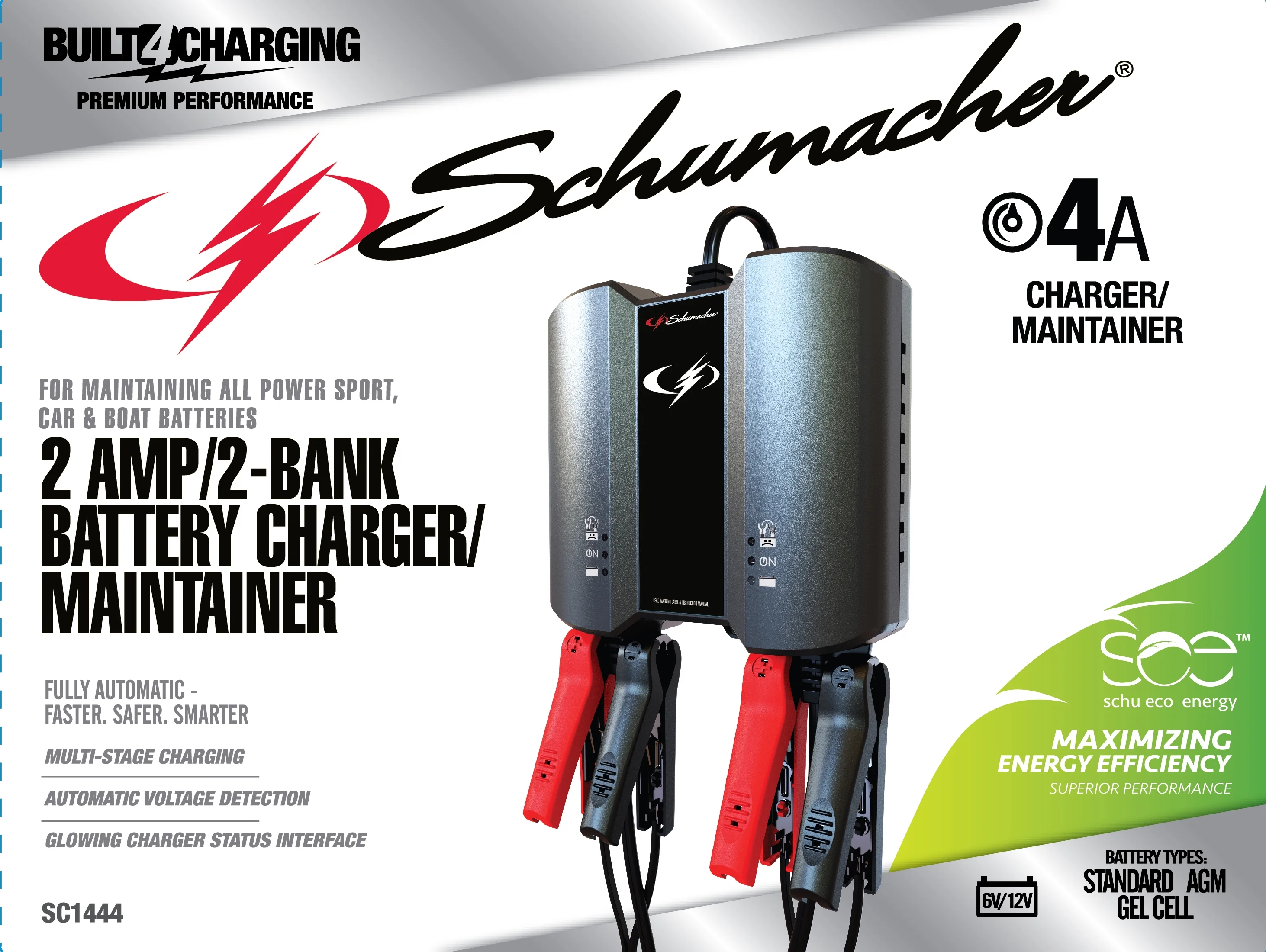 Schumacher SC1444 2-Bank Battery  4A 6/12V Charger, New in Box