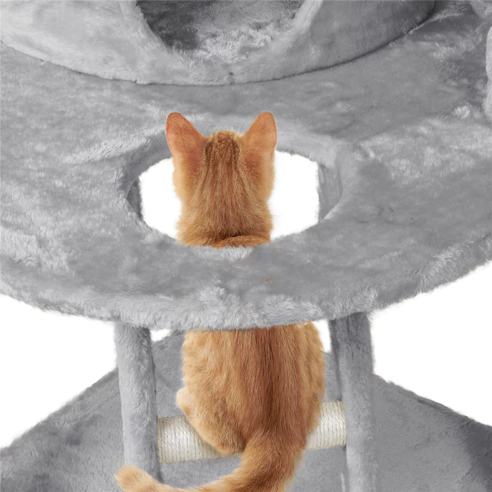 Yaheetech 47.5'' H Multi Level Cat Tree Condo with Scratching Post & Lounger & Ladder, Light Gray