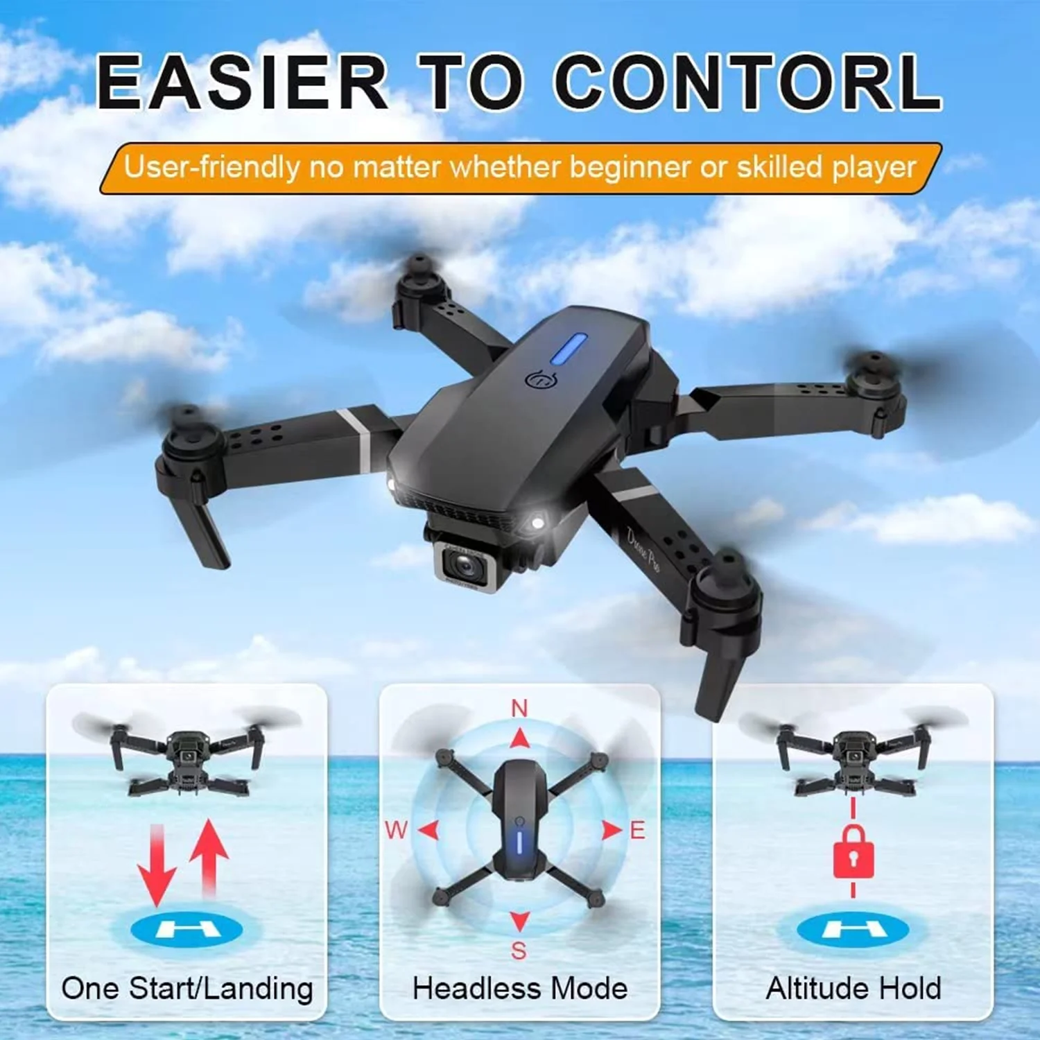 Mini Drone with Camera for Adults - Christmas Toy Gift for Teenage Boy Girl Kids Beginner - RC Quadcopter Multirotors | Foldable UAV | WiFi HD FPV Live Video | One Key Take Off/Land | Carrying Case
