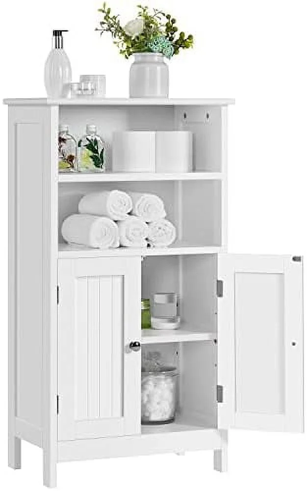 CHFBC Bathroom Floor Cabinet  Free Standing Cabinet with Double Door and Inner Adjustable   Shelved  Organizer for Living Room/Kitchen/Hallway/Home Office  Espresso