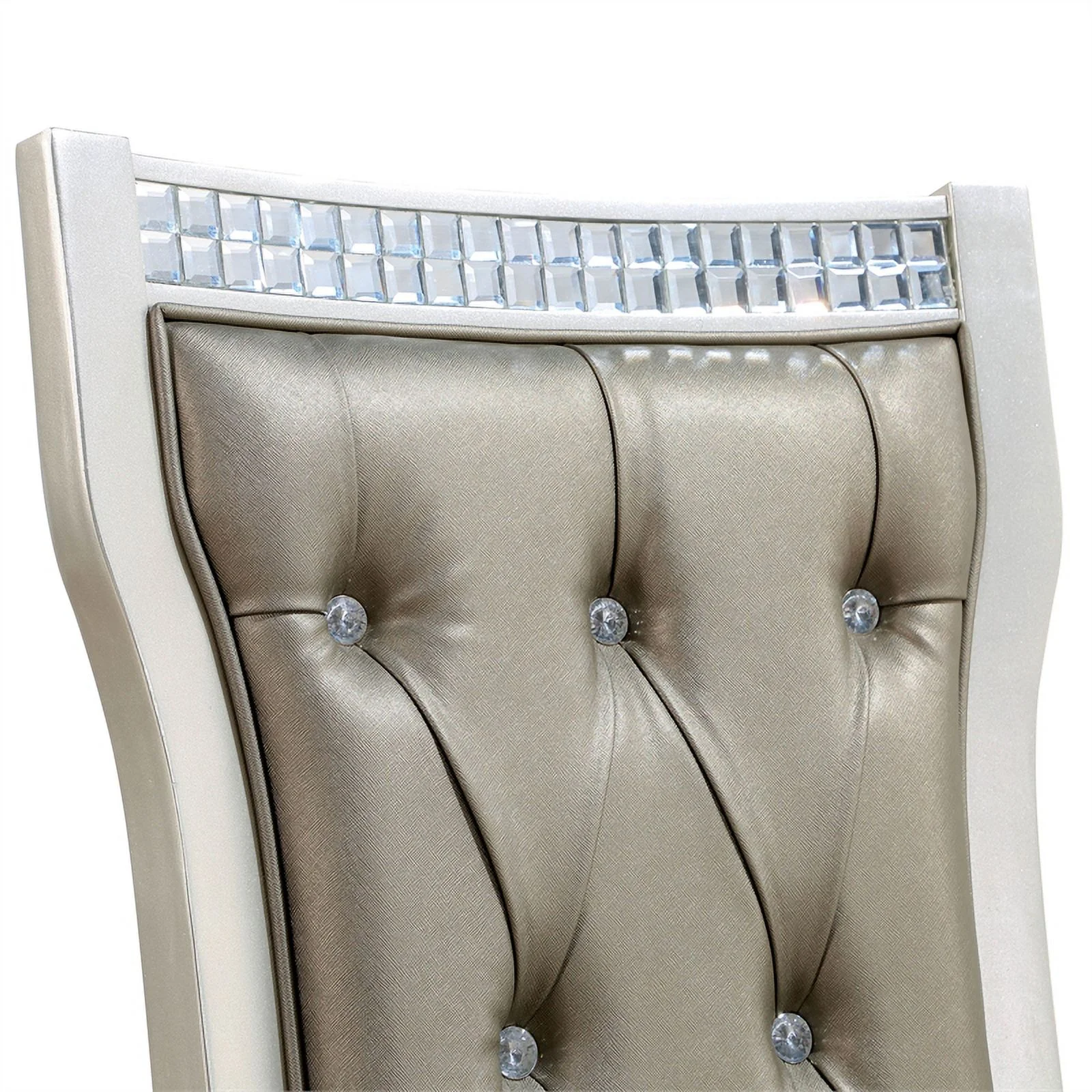 Furniture of America Melaj Wood 7pc Round Dining Table Set in Champagne Gold