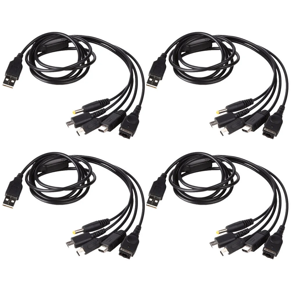 US 2-4Pc 5-in-1 USB Cable Nintendo 3DS, GBA SP, DS, DS Lite, DSi, 3DS XL, 2DS XL