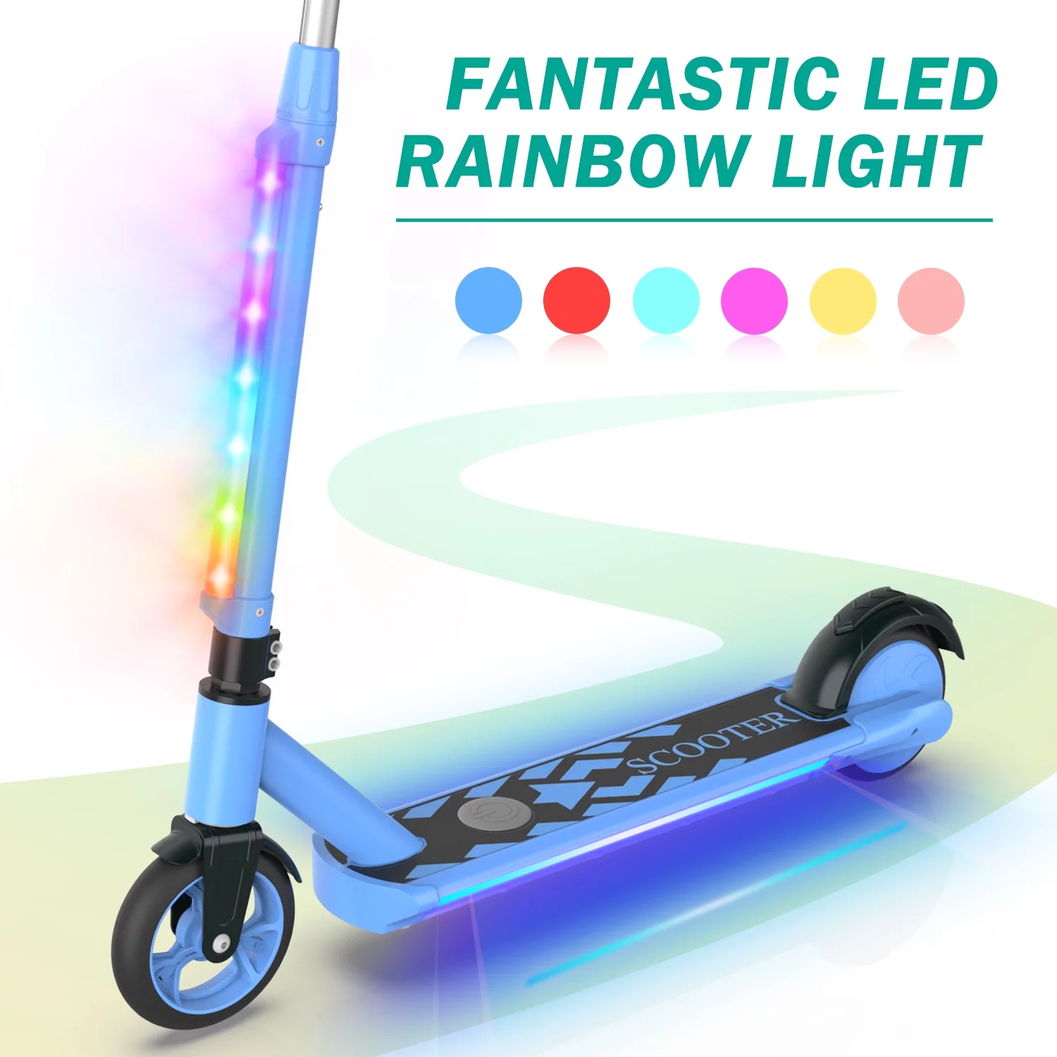 LIEAGLE Kids Electric Scooter Ride on Foldable Adjustable Electric Scooter for Kids Blue