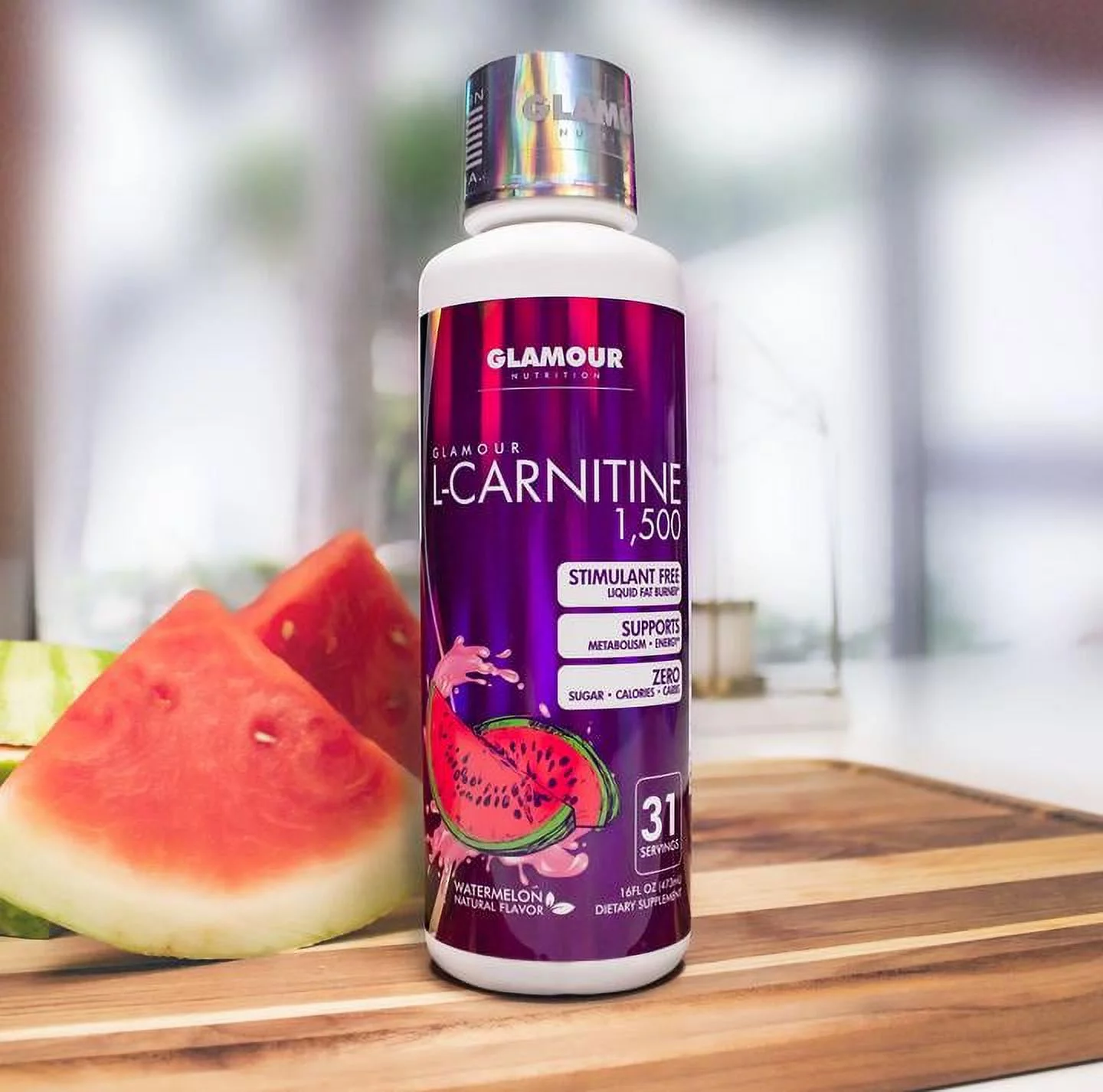 Glamour Nutrition L-Carnitine 1500mg, Watermelon, 31 Servings, 16 FL OZ