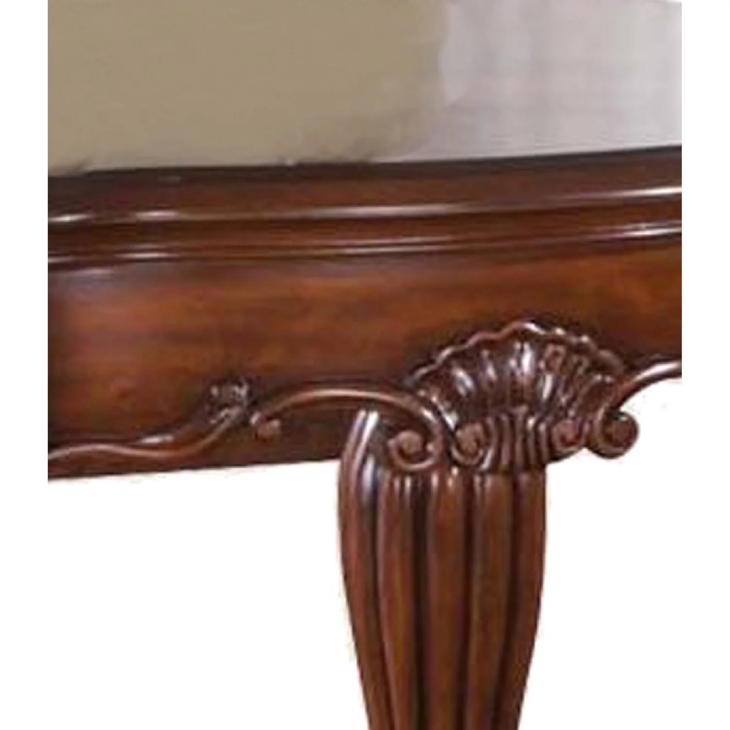 Wooden End Table with Carved Details, Cherry Brown