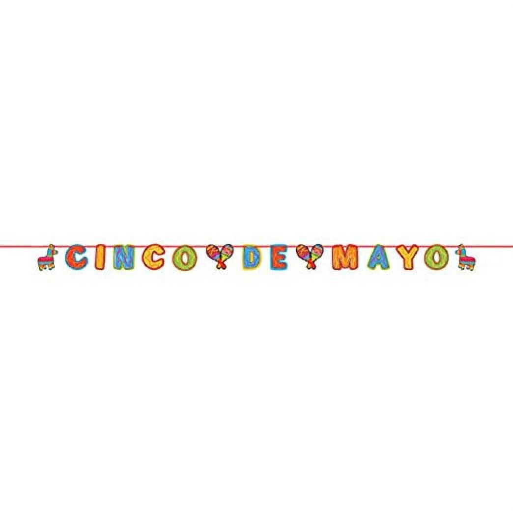 Cinco De Mayo Mexican Fiesta Party Glitter Paper Letter Banner Decoration