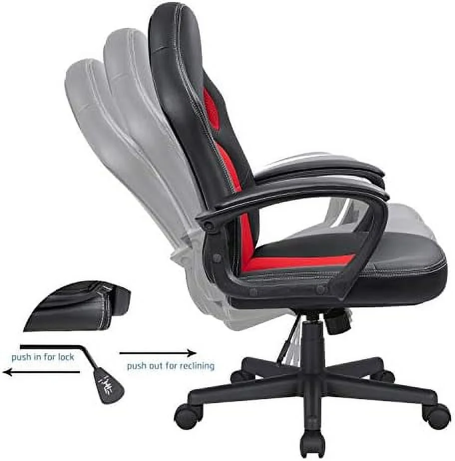 RSJIWOGZ Office Gaming Chair Leather Computer Chairs High Back Ergonomic Adjustable Racing Game Desk Chair Executive Conference Chair ()