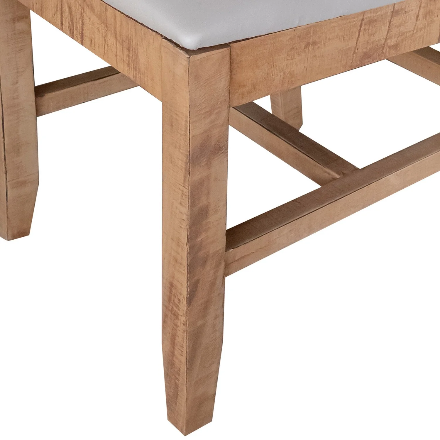 Benjara BM307376 19 in. Dome Mango Wood & Faux Leather Dining Chair, Gray & Brown - Set of 2