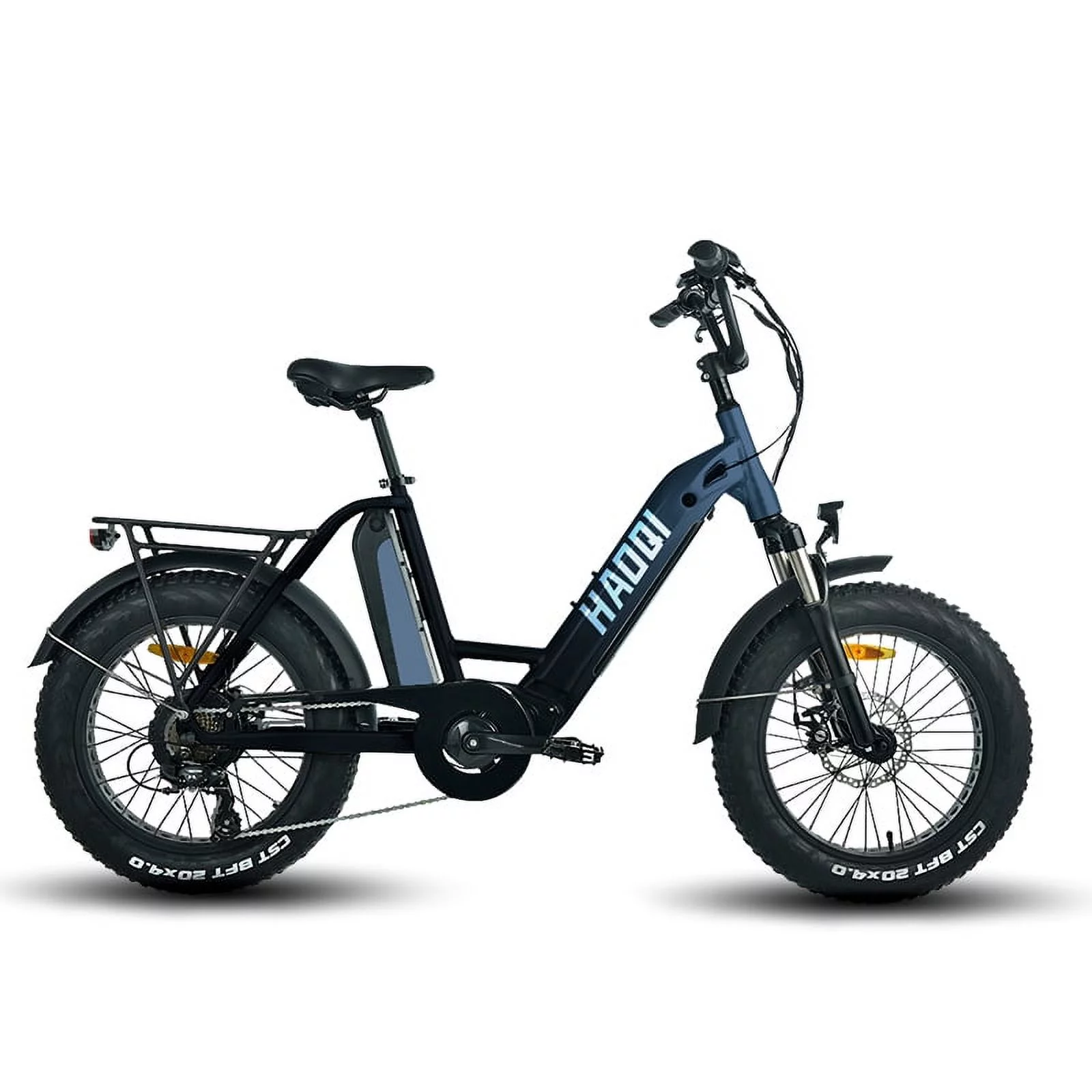 HAOQI Antelope Black Electric Bike for Adults 48V 25AH Removable Dual Lithium Battery, 500W BAFANG Motor, 20