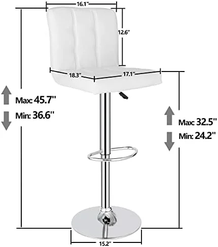 xrboomlife Set of 4 Adjustable Swivel Barstools  Modern PU Leather Kitchen Counter  Stools  Square Back  Stool