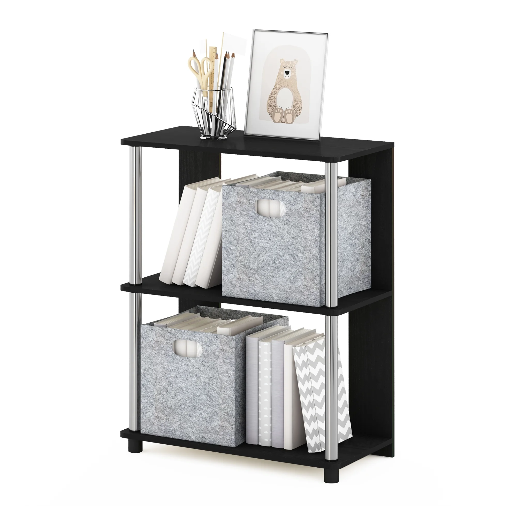 Furinno JAYA Simple Design Bookcase, Americano/Chrome