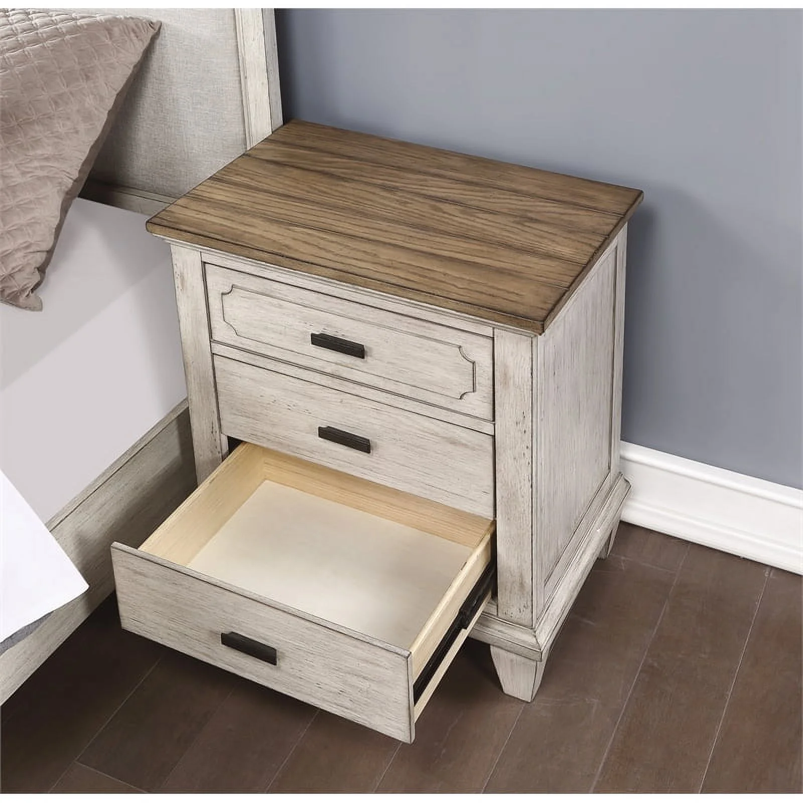 Home Square 3-Piece Set with Drawer Chest & 2 Nightstands with Three Drawers