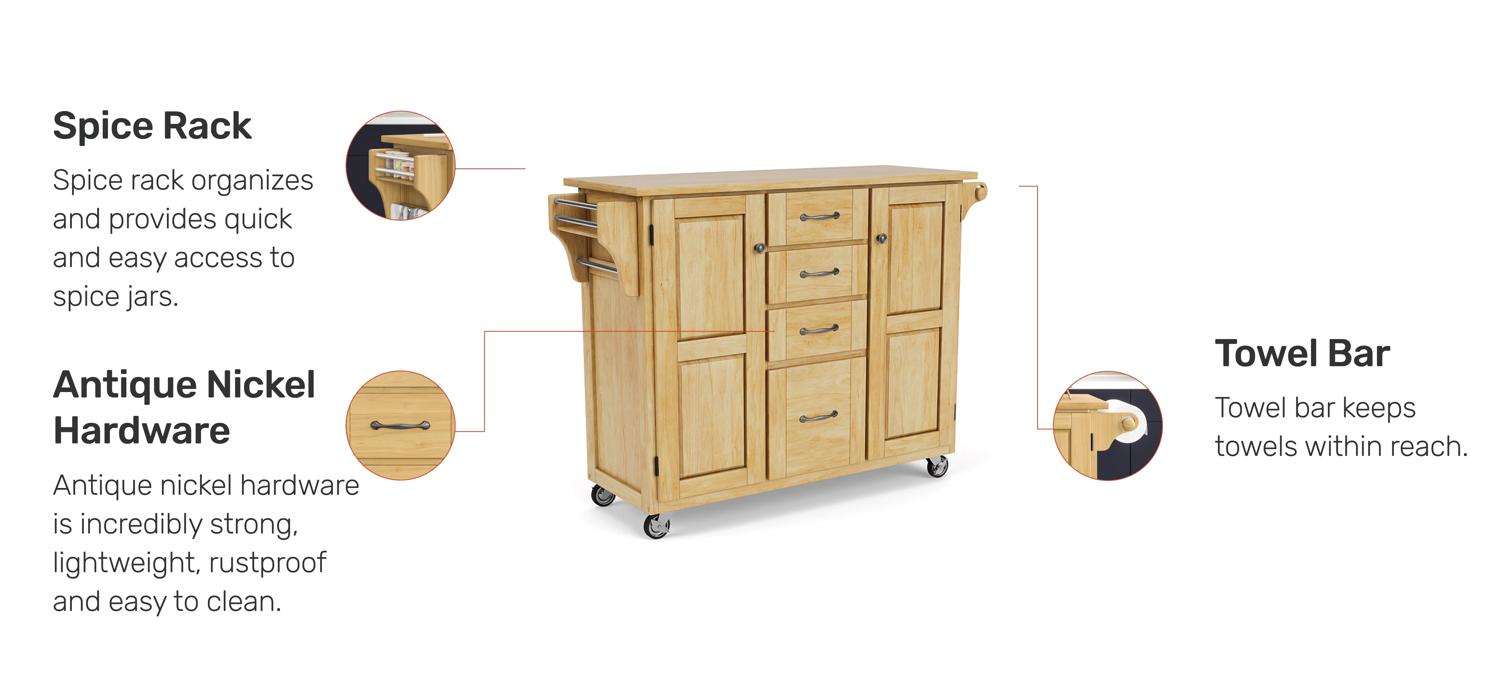 Homestyles Create-A-Cart Brown Kitchen Cart