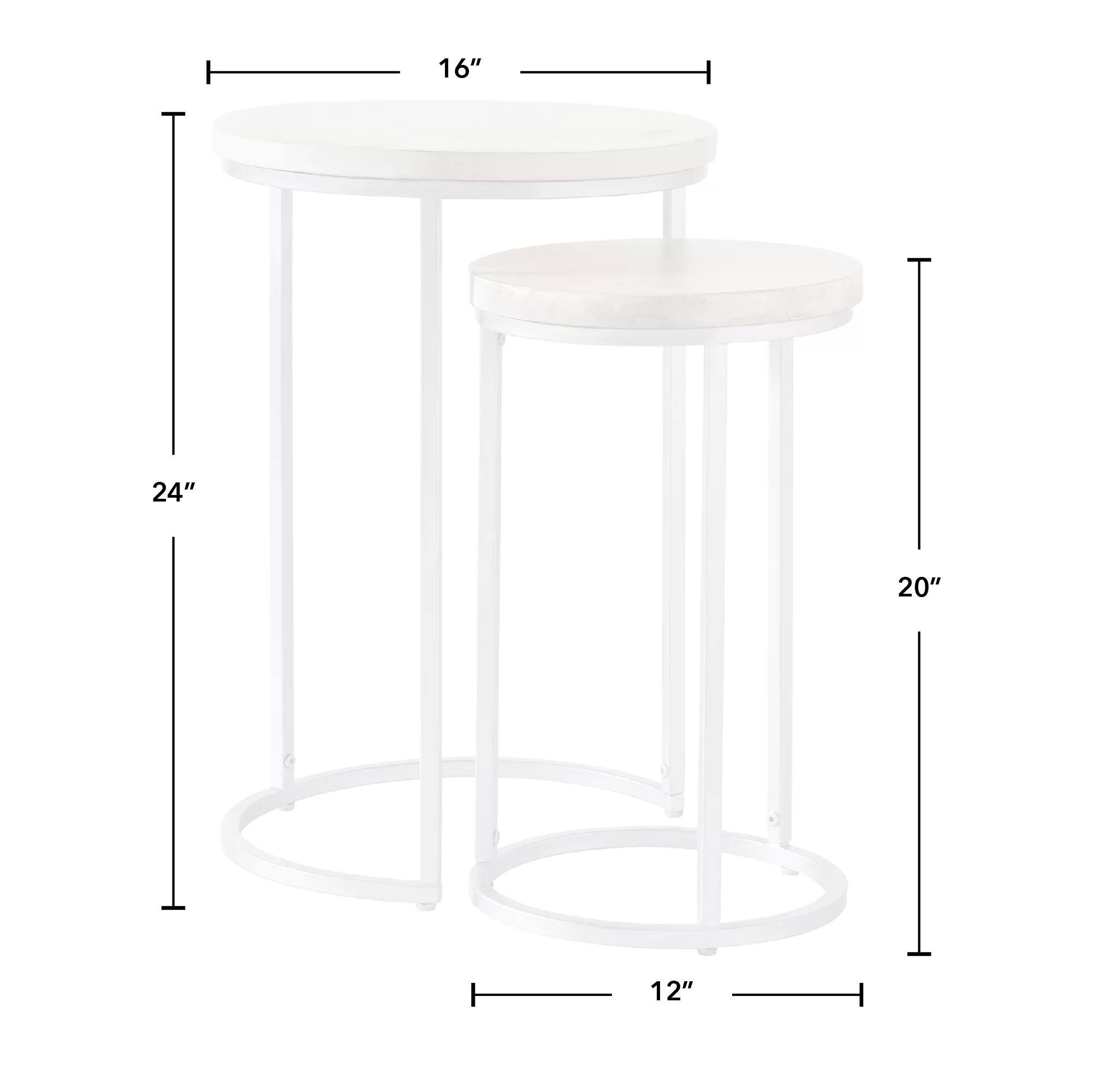 FirsTime & Co. Natural and Silver Isla Nesting End Table 2-Piece Set, Modern, Stained, Round, Wood, 16 x 16 x 24 in