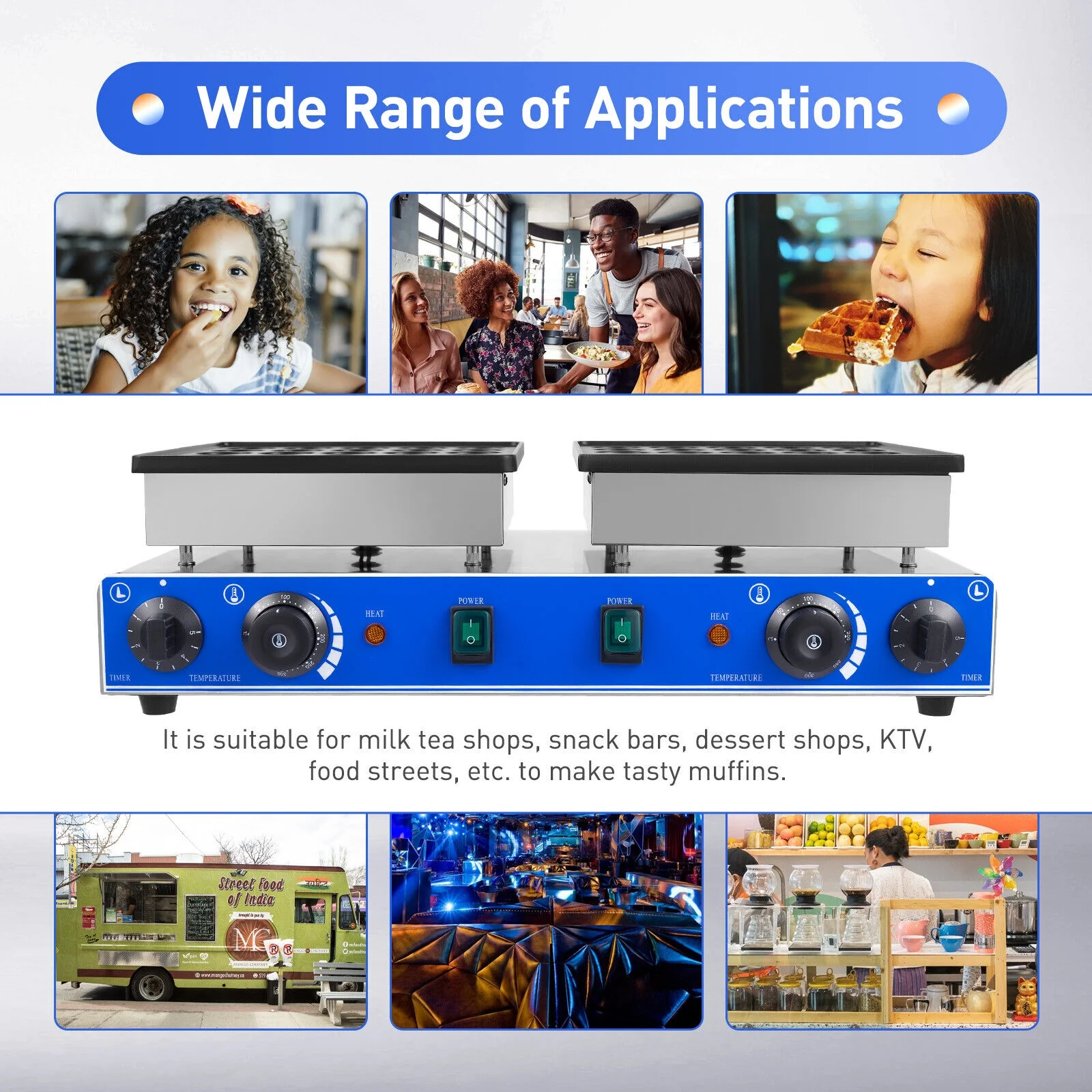 Miumaeov Commercial Waffle Maker Machine 50pcs 1.8'' Mini Dutch Pancakes Maker Nonstick Electric Waffle Baker